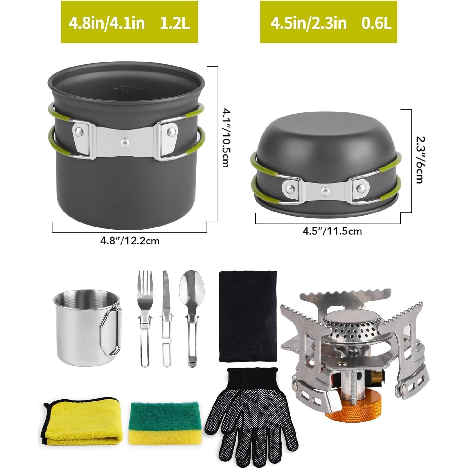 Set de Cocina para Camping AOFUXTI - 8 Piezas Verde