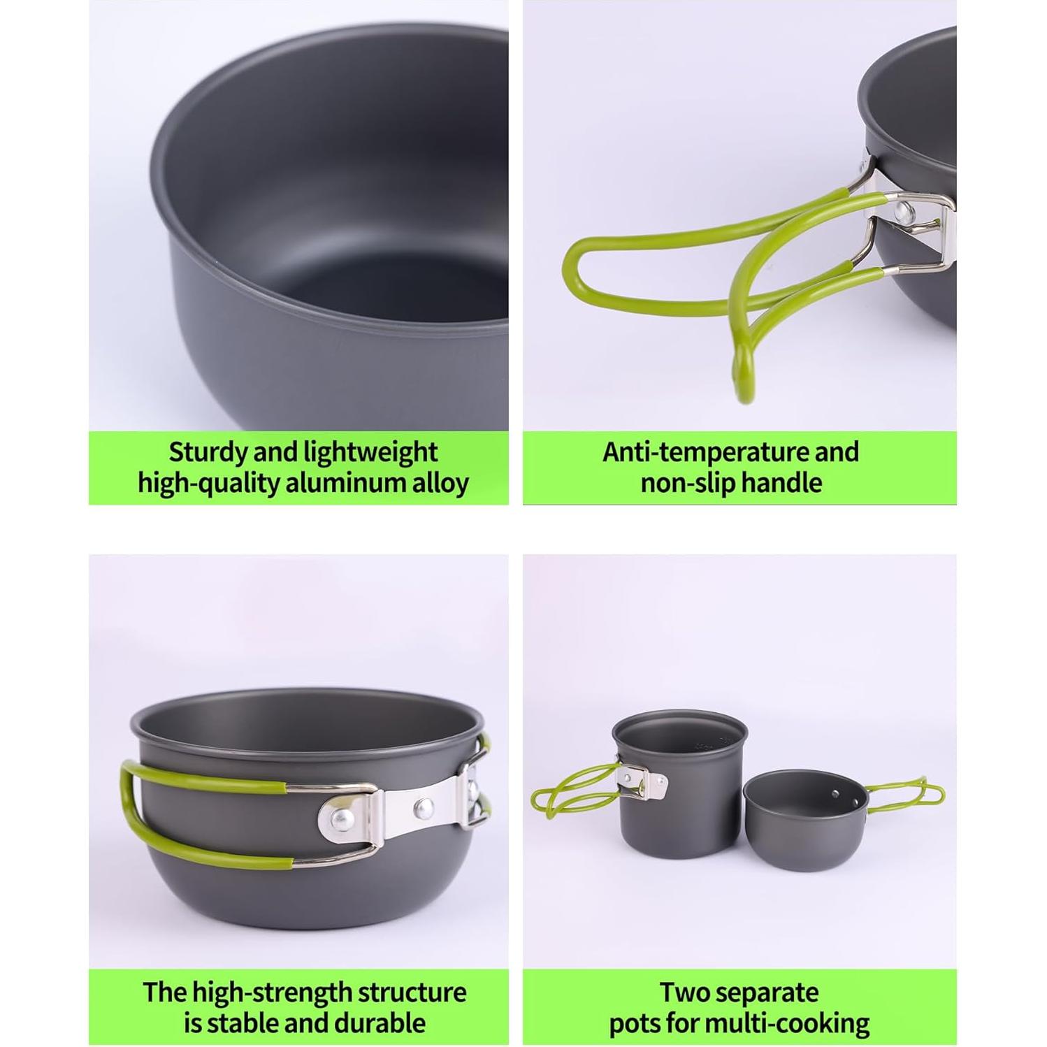 Set de Cocina para Camping AOFUXTI - 8 Piezas Verde