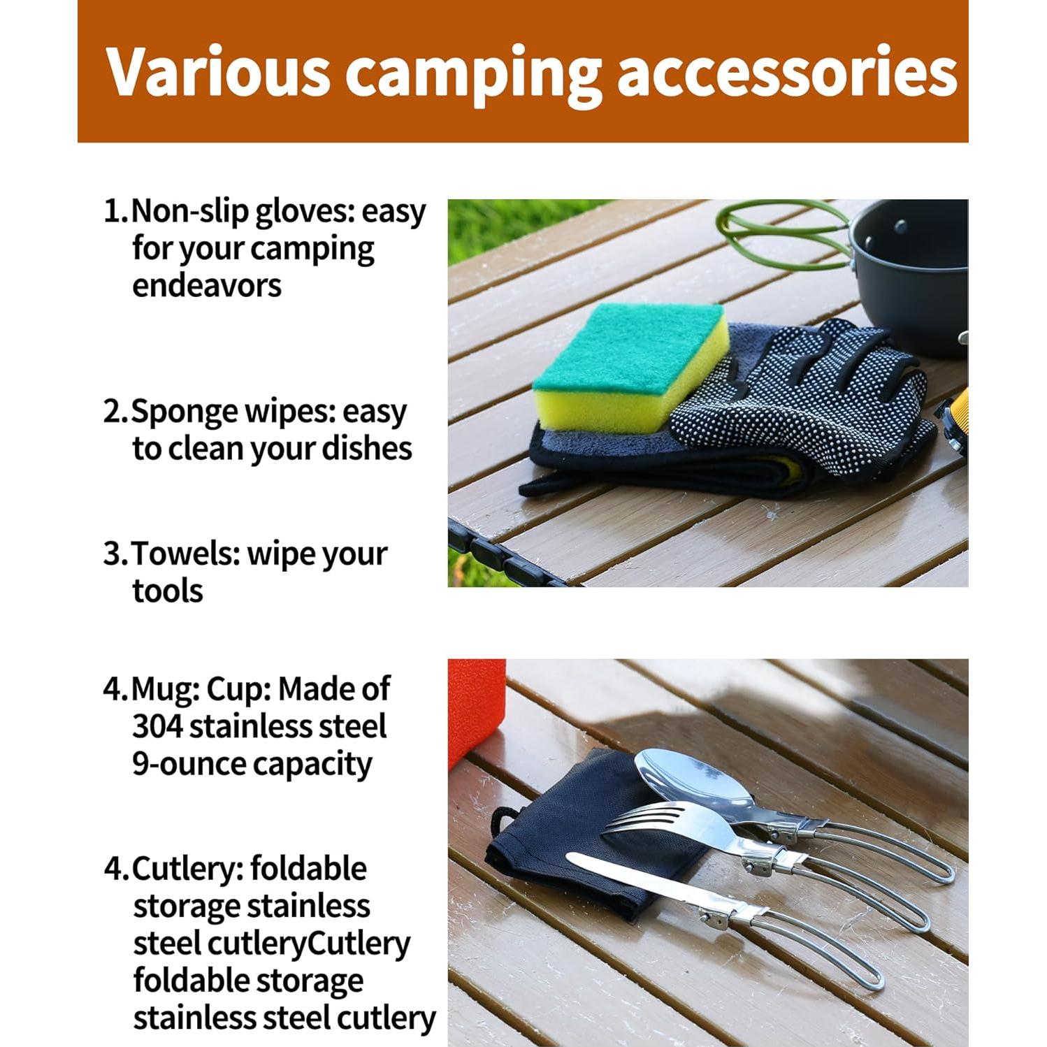 Set de Cocina para Camping AOFUXTI - 8 Piezas Verde