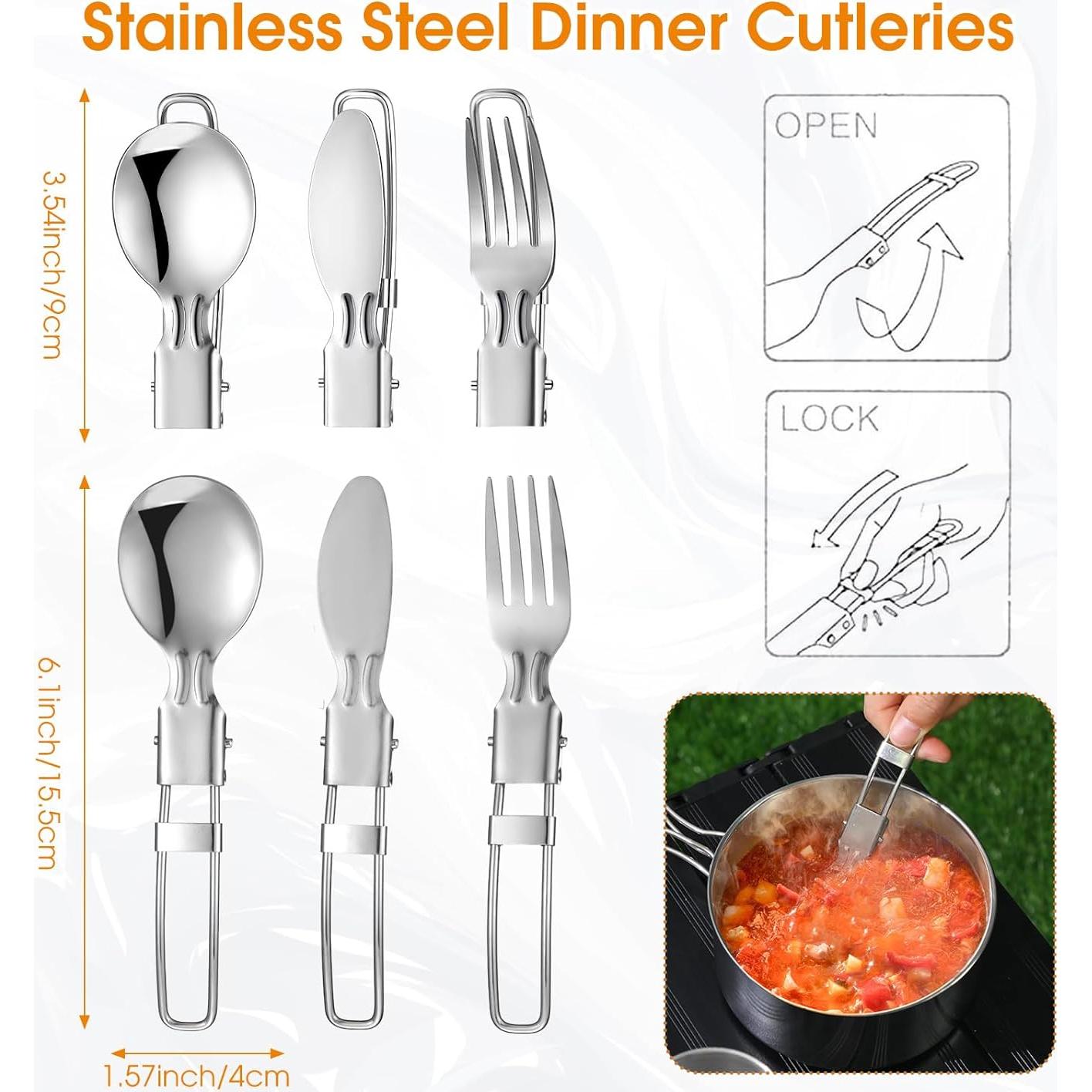 Juego de Cocina para Camping Funnymoom 15 Piezas Acero Inoxidable