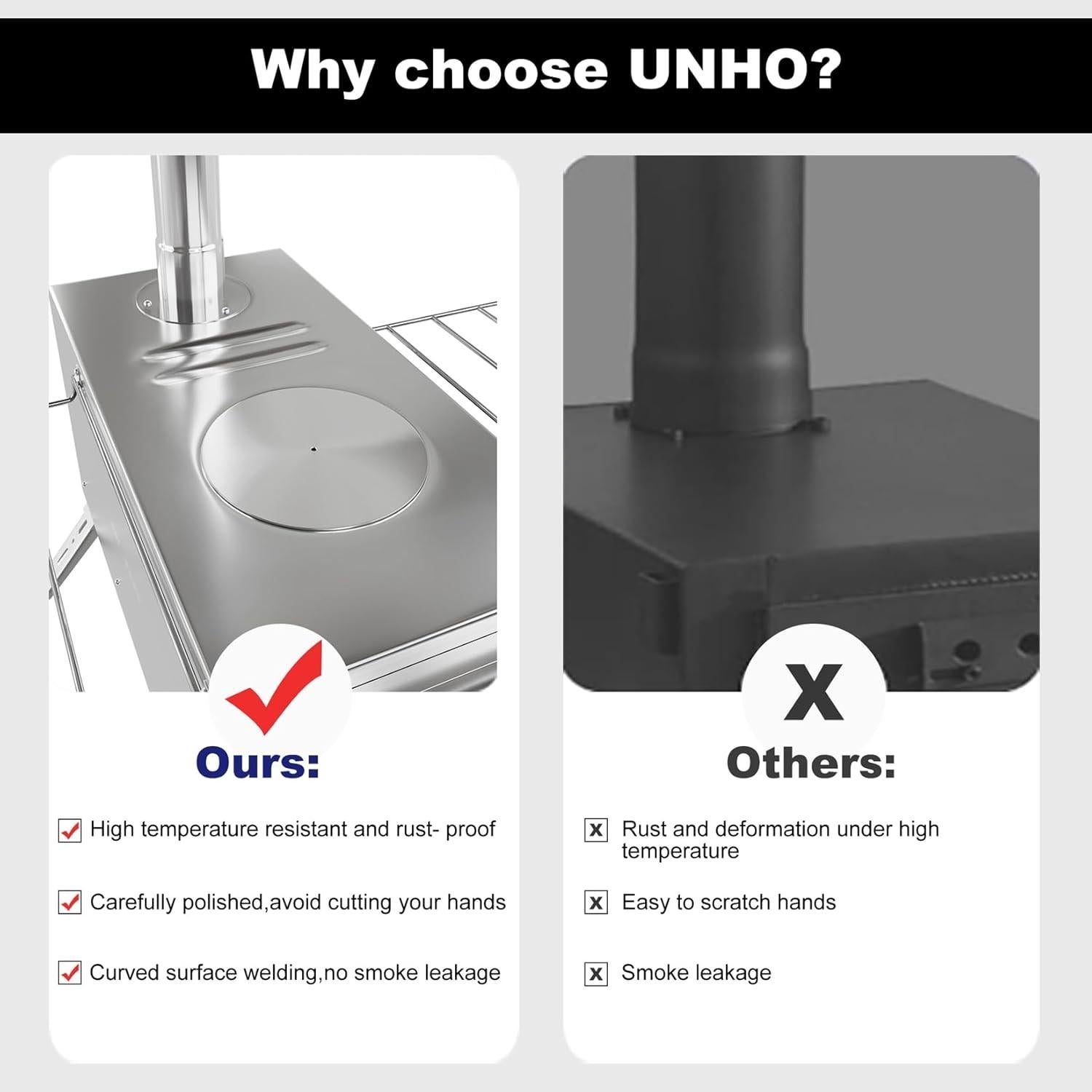 Estufa de Leña Portátil Unho de Acero Inoxidable 9.98 kg