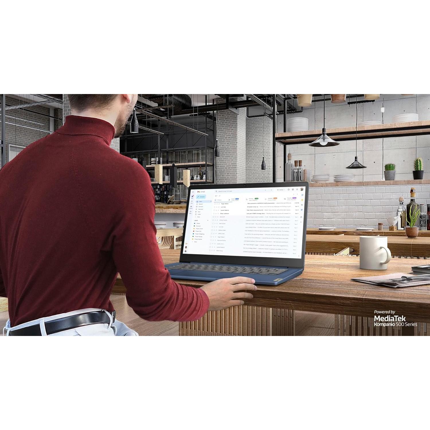 Lenovo Chromebook 14" FHD Táctil MediaTek 4GB 64GB Azul