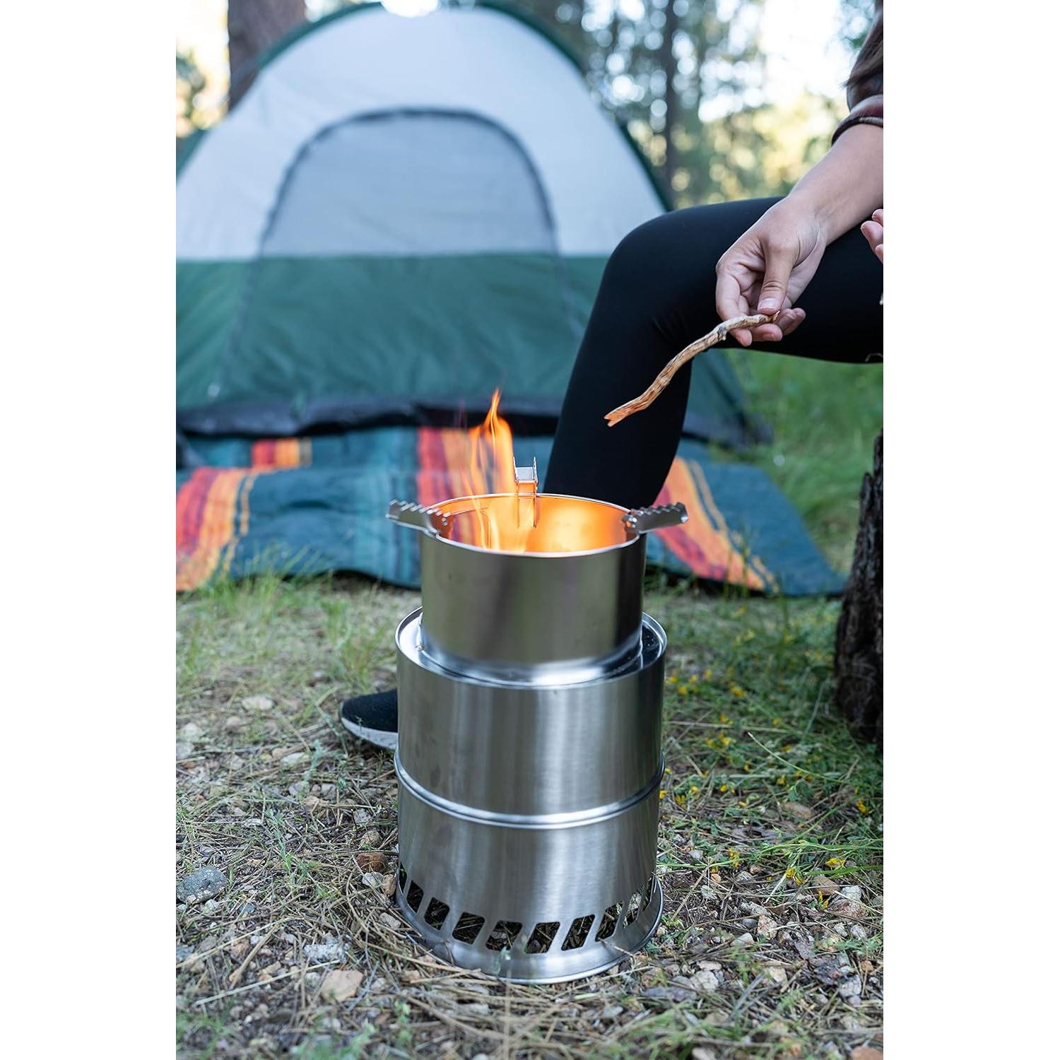 Estufa de leña Stansport de acero inoxidable extra grande