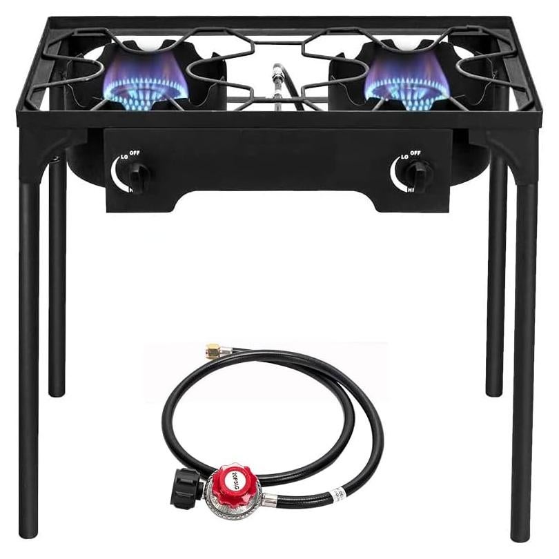 Estufa de Gas Portátil Bonnlo 2 Quemadores 150,000 BTU Hierro