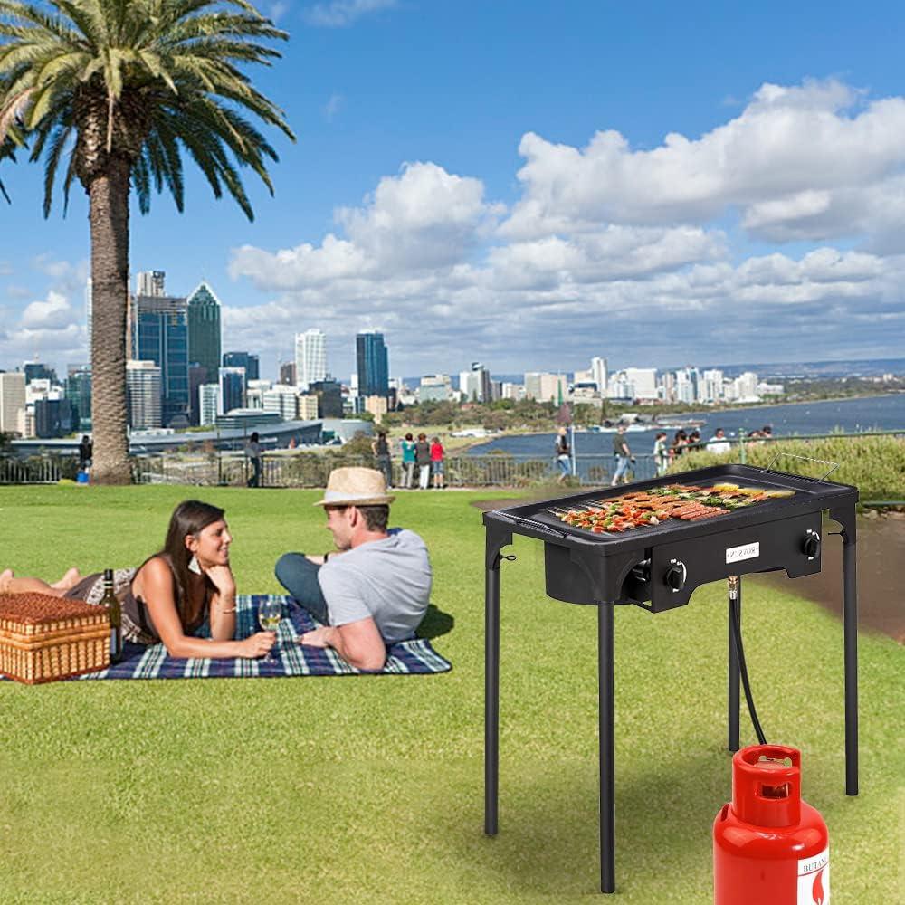 Estufa de Gas Portátil Bonnlo 2 Quemadores 150,000 BTU Hierro