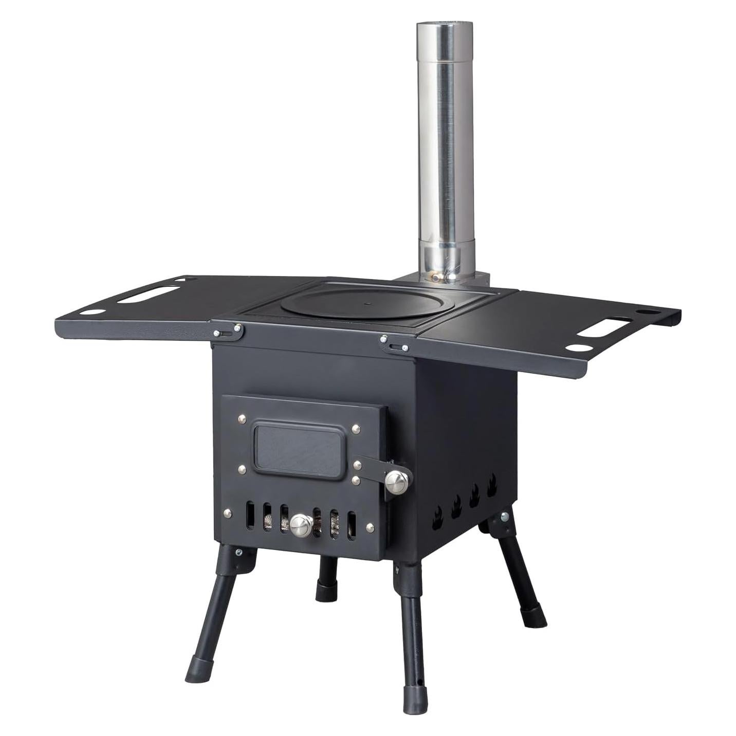 Vasitelan Portable Wood Burning Stove, Outdoor Camping Tent Stove Hot Tent Stove with Extended Chimney Pipes for Cooking Heating BBQ