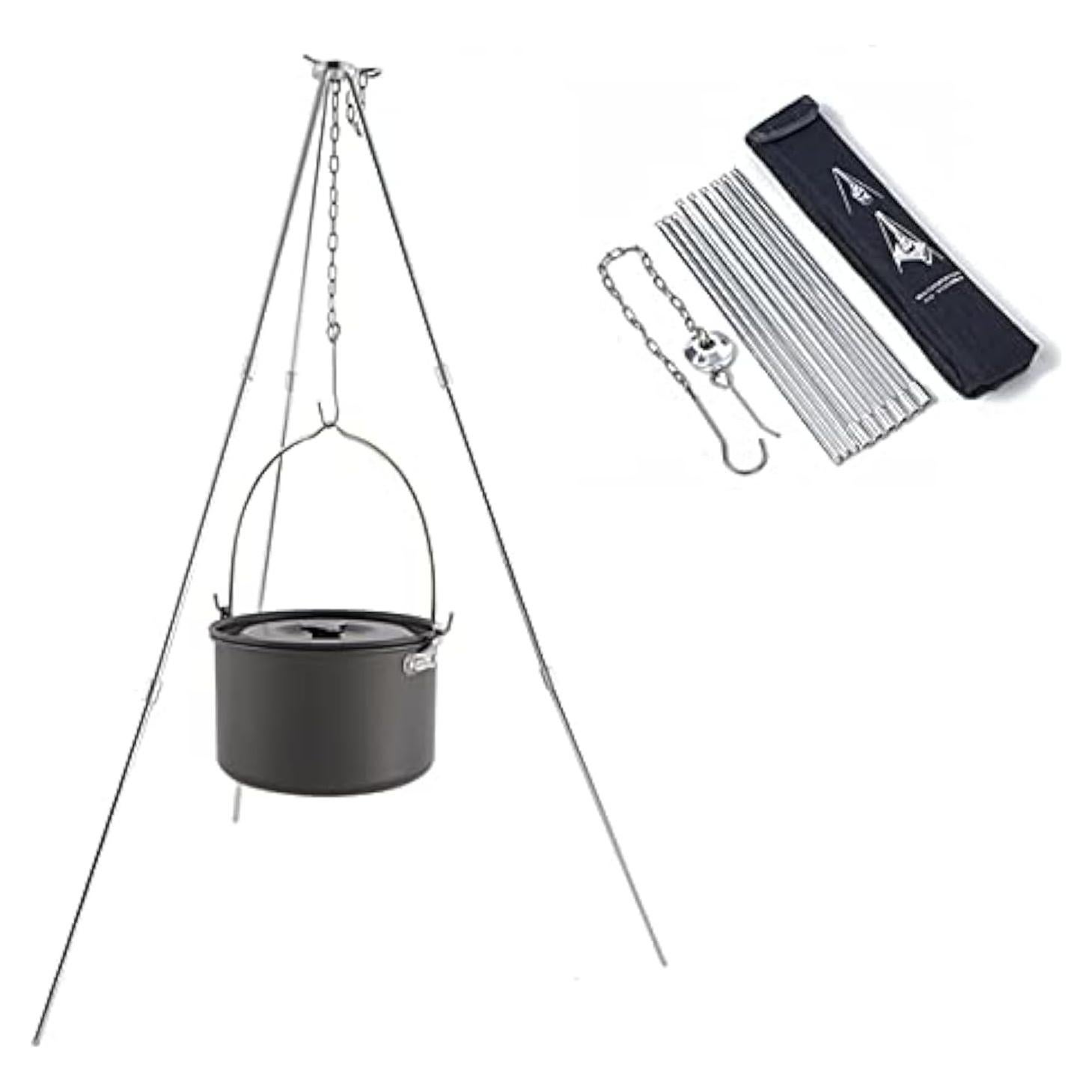 Trípode de Camping Yahpetes de Aluminio 80cm Ajustable Plata