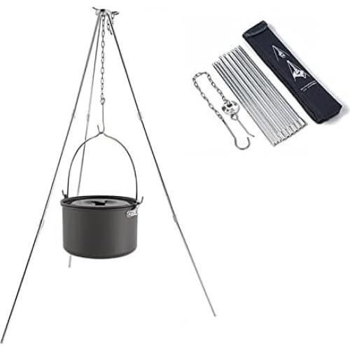 Trípode de Camping Yahpetes de Aluminio 80cm Ajustable Plata