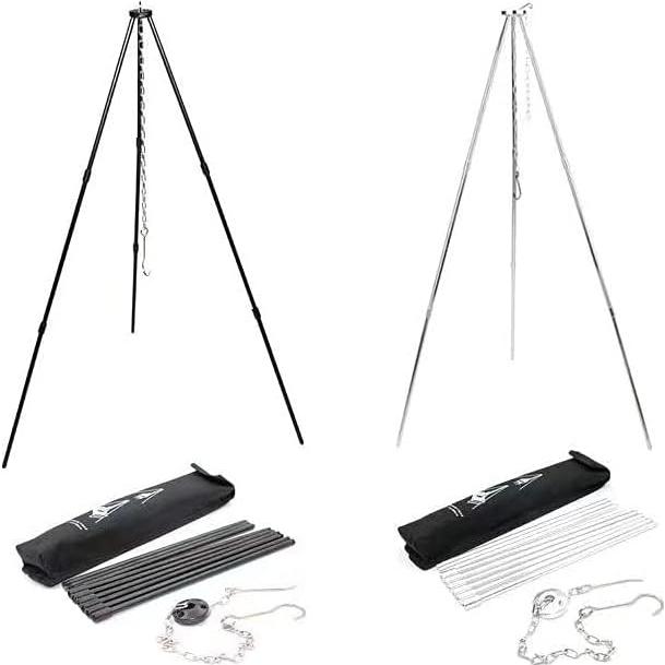 Trípode de Camping Yahpetes de Aluminio 80cm Ajustable Plata