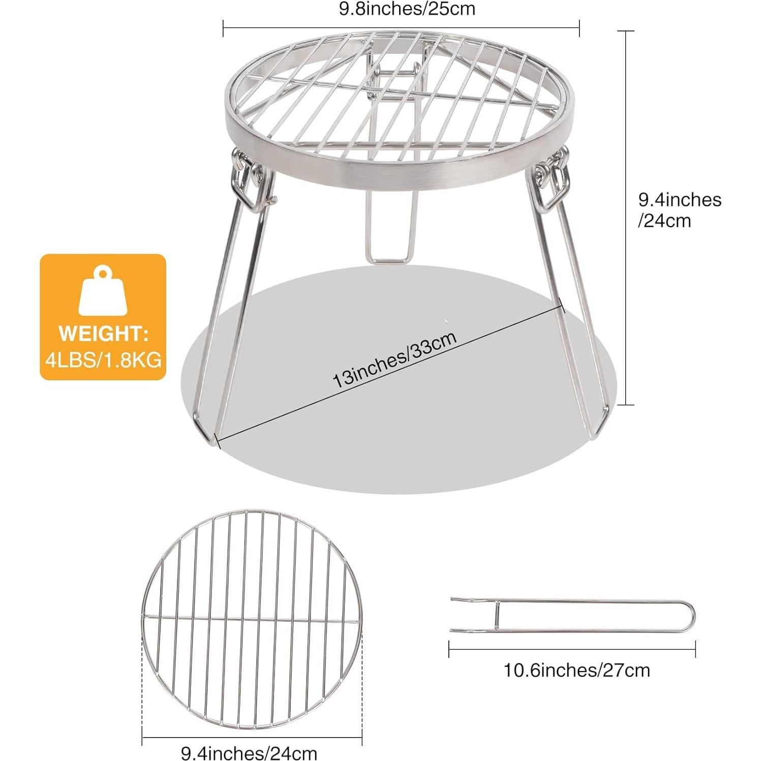 Rejilla de Parrilla Plegable Lineslife 33 cm Acero Inoxidable