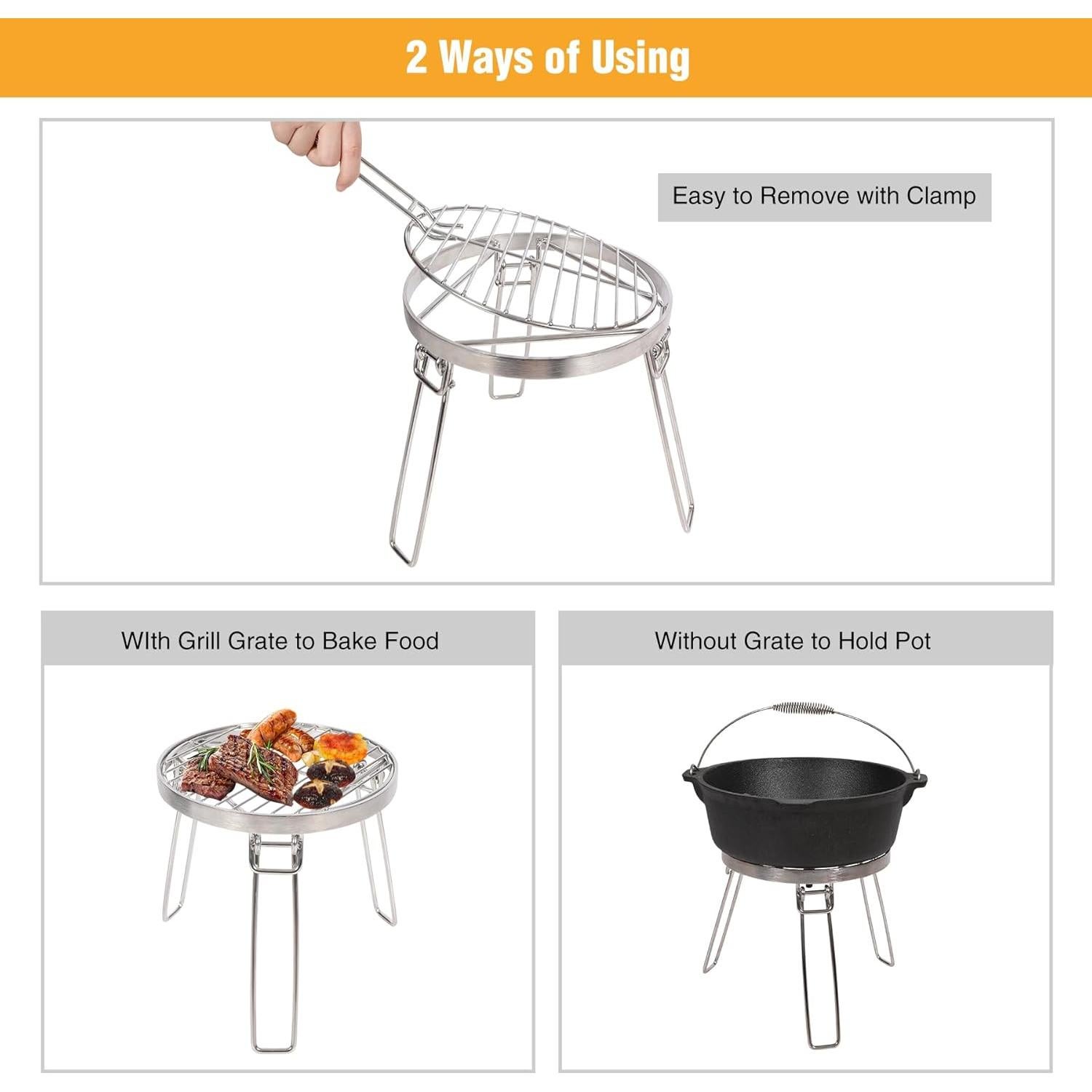 Rejilla de Parrilla Plegable Lineslife 33 cm Acero Inoxidable