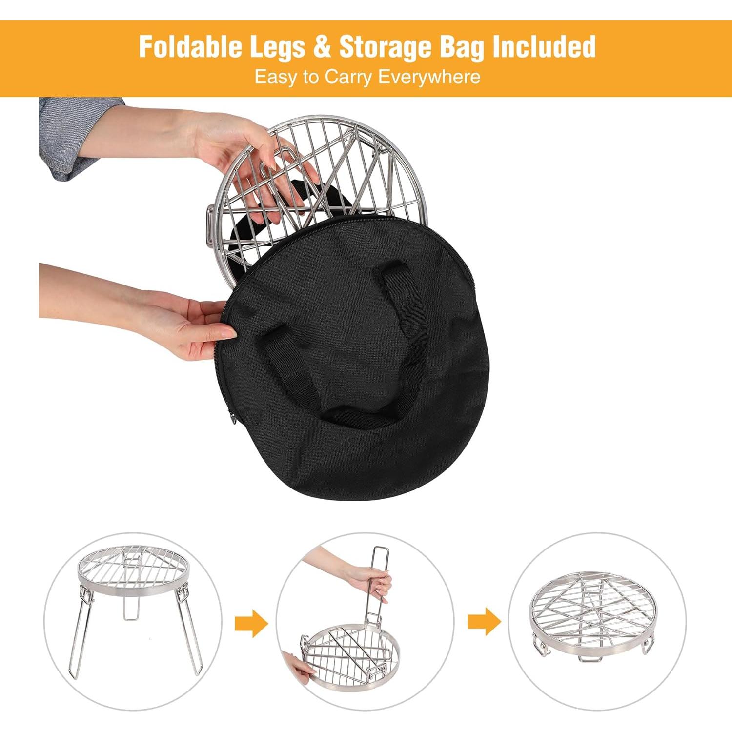 Rejilla de Parrilla Plegable Lineslife 33 cm Acero Inoxidable