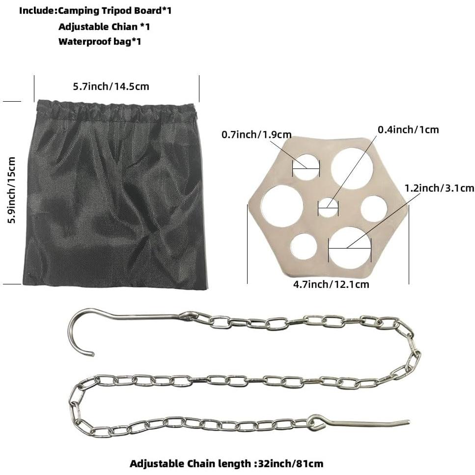 Tablero de Trípode para Camping ZANOLY Acero Inoxidable 81 cm