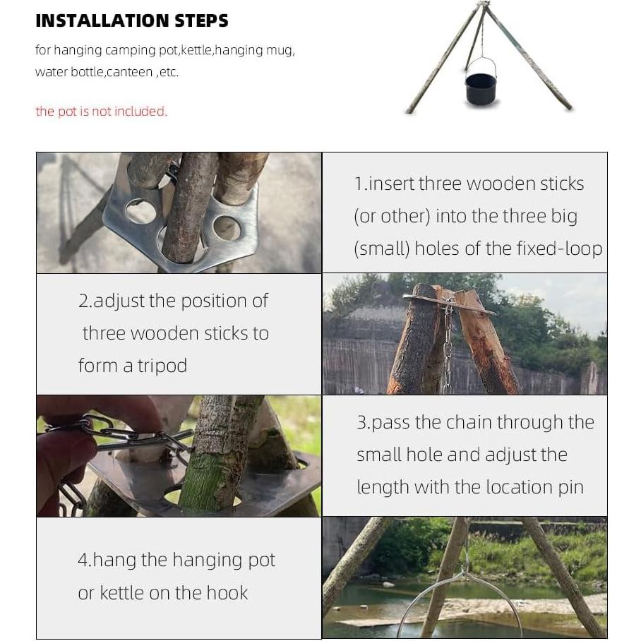 Tablero de Trípode para Camping ZANOLY Acero Inoxidable 81 cm