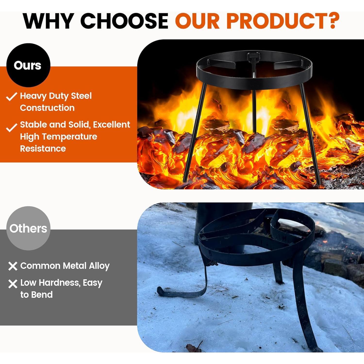 Trípode de Fogata Lcokeiy de Acero 1.1 kg para Camping