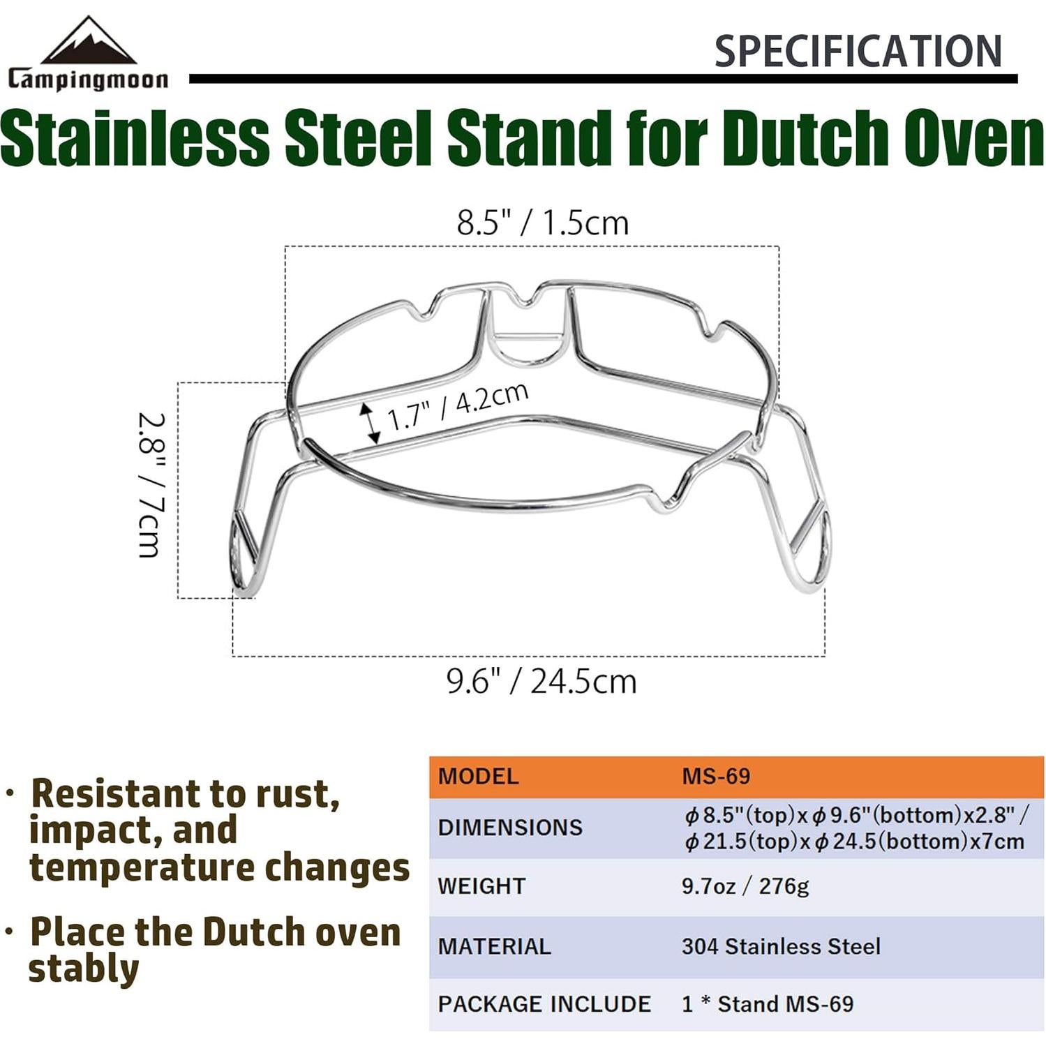 Soporte de Cocina para Fogata Campingmoon MS-69 Acero Inoxidable