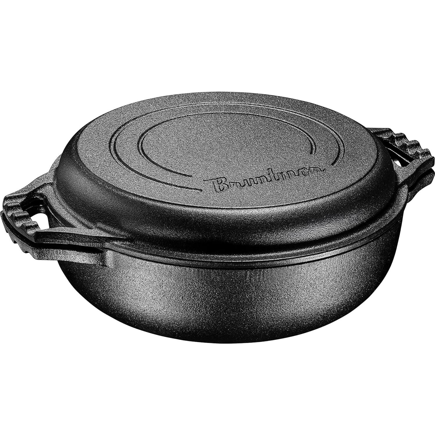 Olla de Hierro Fundido Bruntmor 3.3L Pre-Sazonada con Tapa