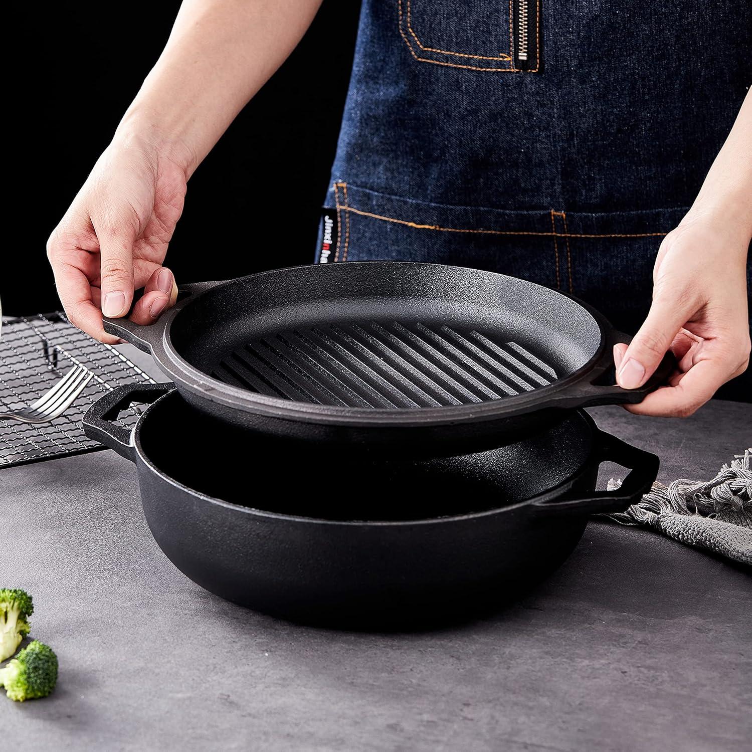 Olla de Hierro Fundido Bruntmor 3.3L Pre-Sazonada con Tapa