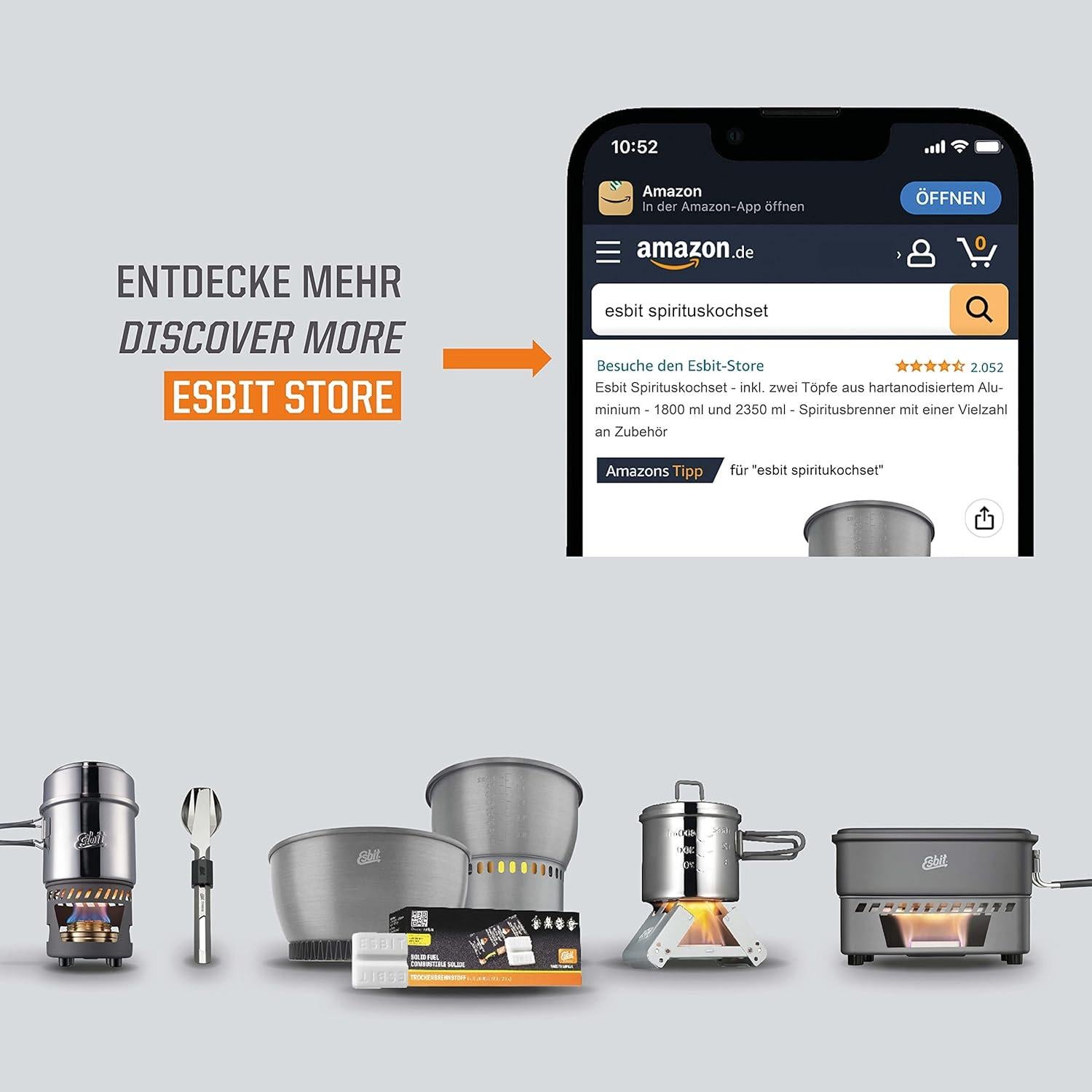 Set de Cocina Ligero Esbit 12 Piezas con Quemador de Alcohol