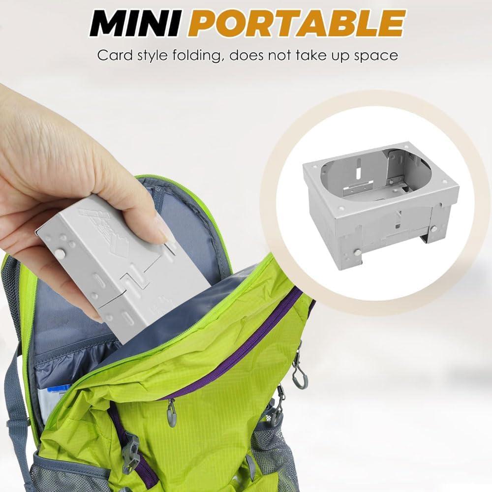 Pocket-sized Foldable Stove Set, Solid Fuel Cooking Appliance with Stable Support and Windbreak, Portable Backpacking Stove Lightweight Burner for Outdoor Travelling Camping Hiking Cooking