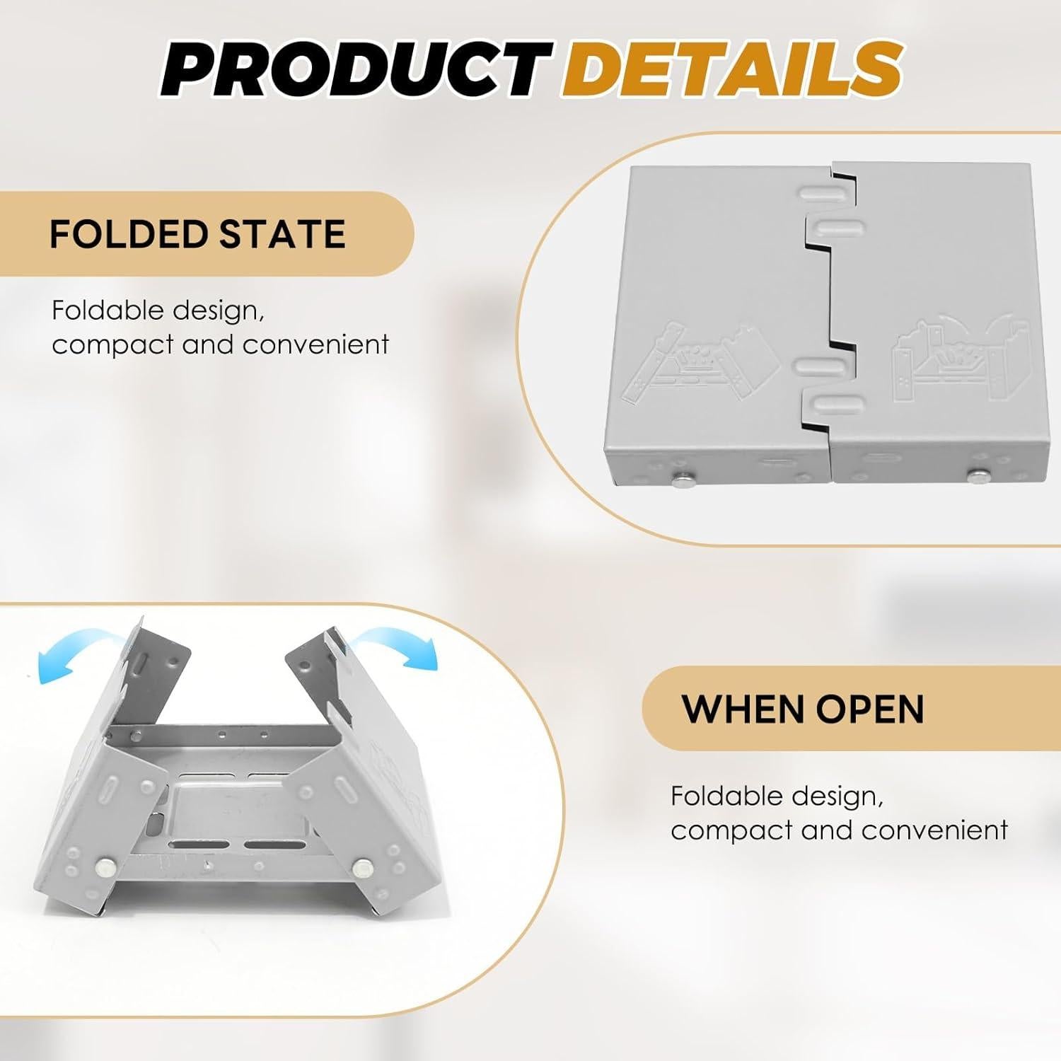 Pocket-sized Foldable Stove Set, Solid Fuel Cooking Appliance with Stable Support and Windbreak, Portable Backpacking Stove Lightweight Burner for Outdoor Travelling Camping Hiking Cooking