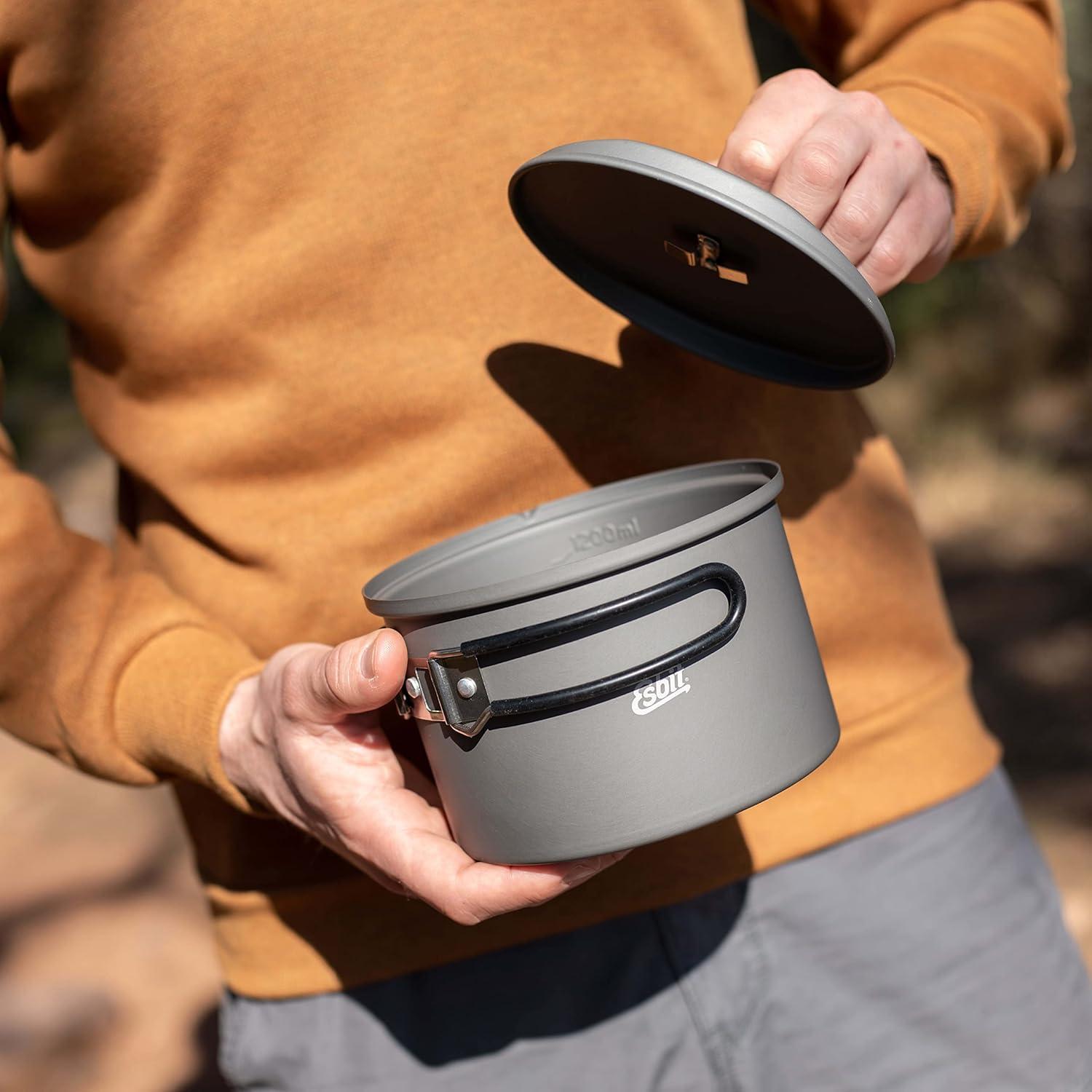 Esbit Outdoor Cooking Pot 1600 ml - Camping Pot Made of Hard Anodised Aluminium - Includes Lid with Practical Hanger
