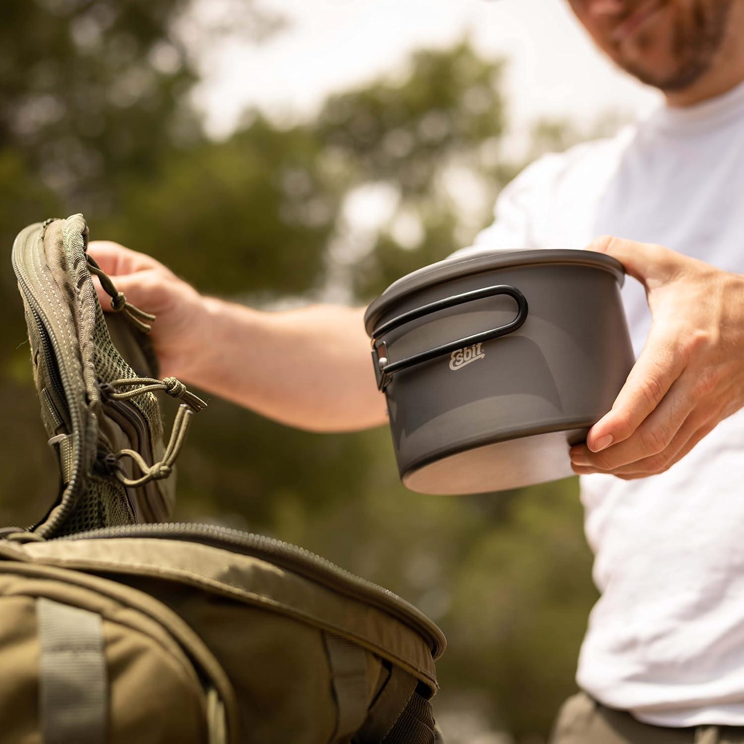 Esbit Outdoor Cooking Pot 1600 ml - Camping Pot Made of Hard Anodised Aluminium - Includes Lid with Practical Hanger