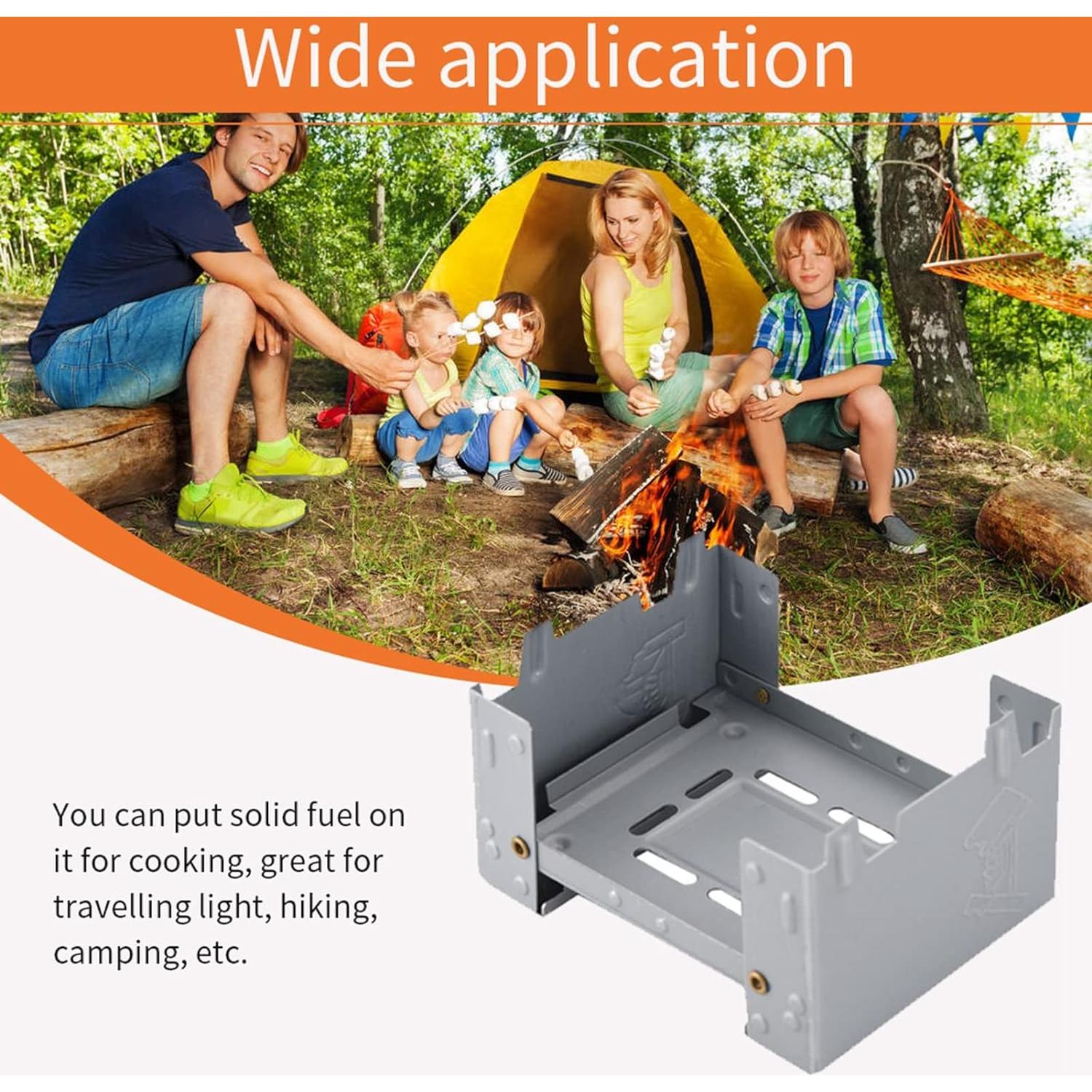 Camping Stove Folding Pocket Lightweight Alcohol Portable Burning Solid Fuel Tablet Survival for Picnic Hiking BBQ Outdoor Cooking