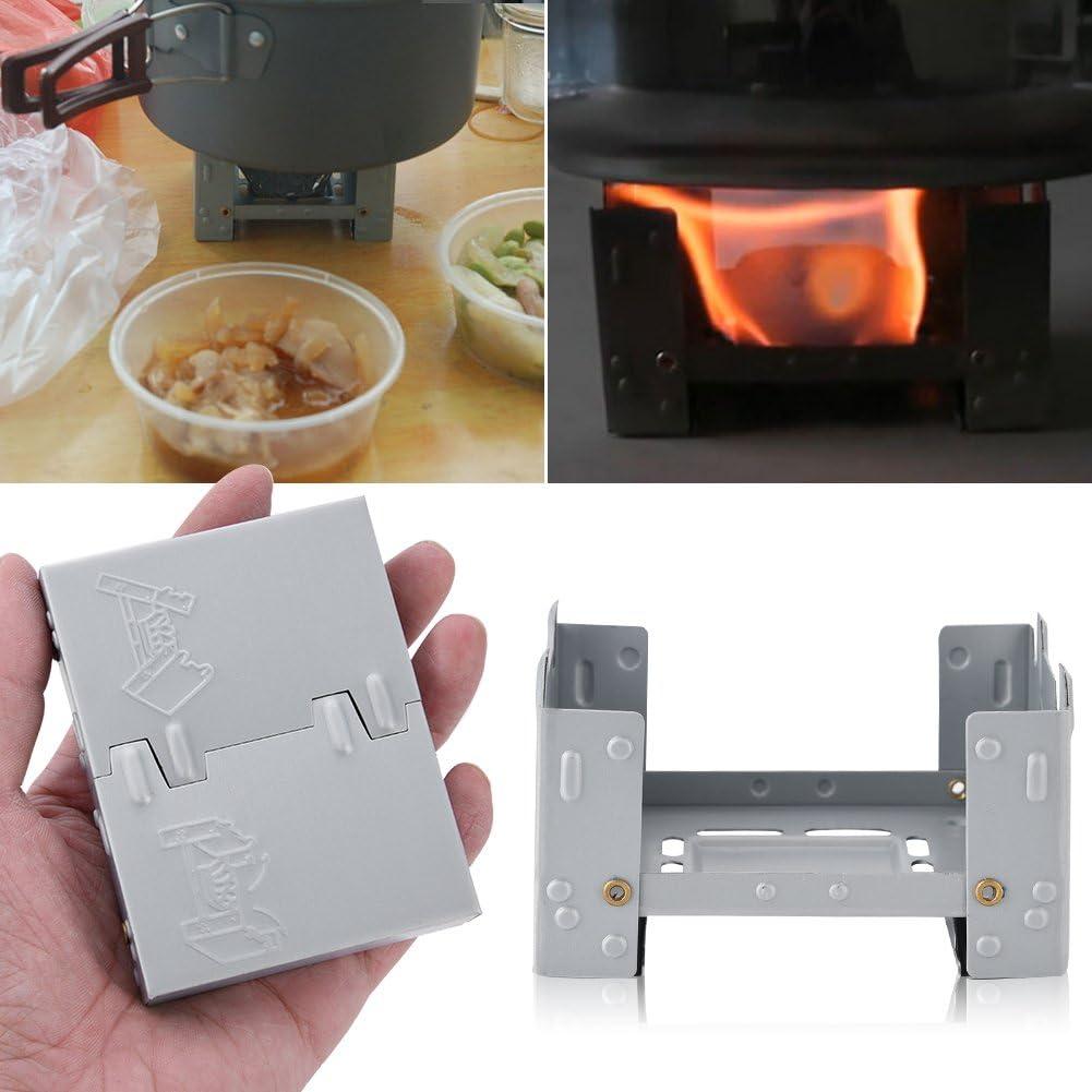 Camping Stove Folding Pocket Lightweight Alcohol Portable Burning Solid Fuel Tablet Survival for Picnic Hiking BBQ Outdoor Cooking