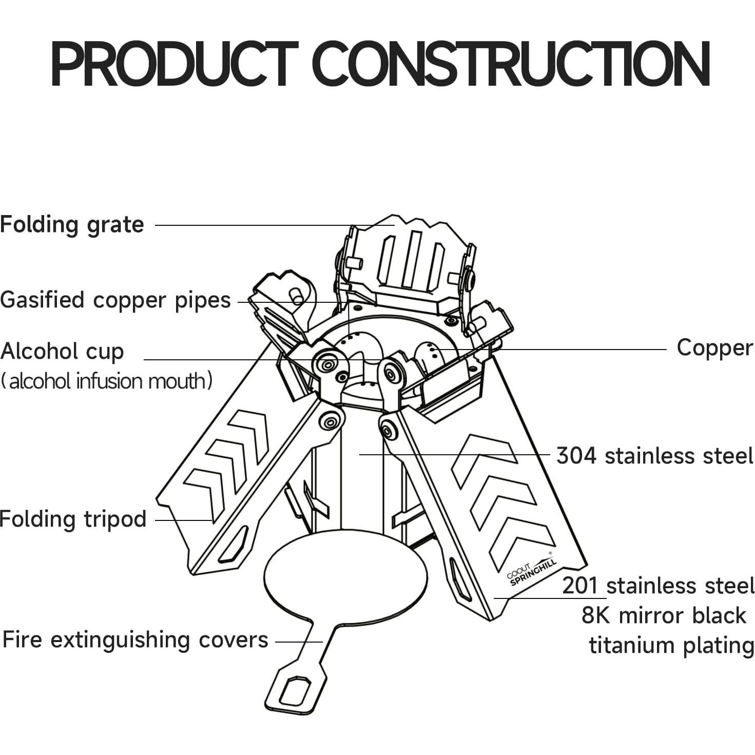 Estufa de Camping Portátil de Alcohol CS-YLJJY-S-US 0.28 kg