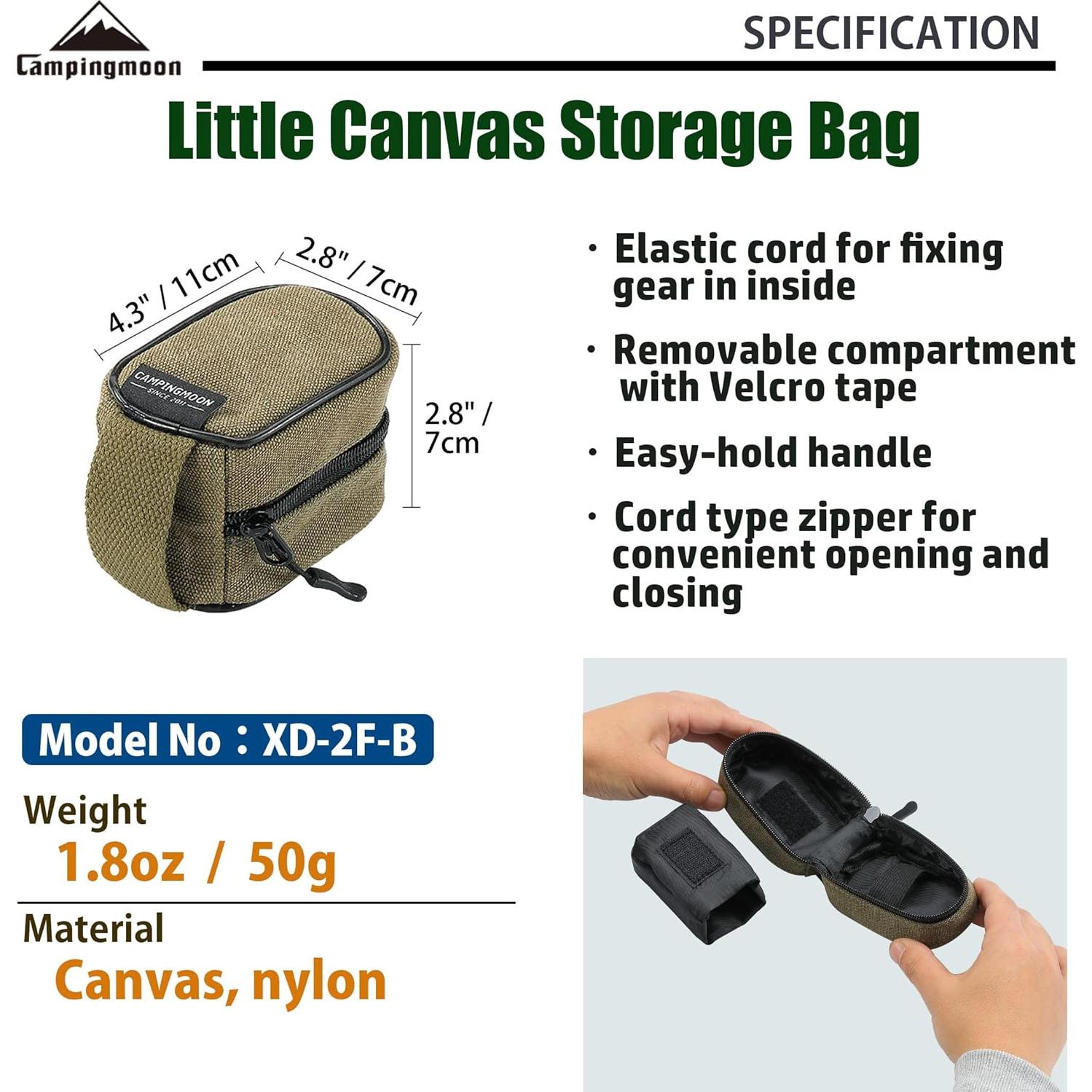 Bolsa de Almacenamiento Camping Moon XD-2F de Lona 11x7x7 cm