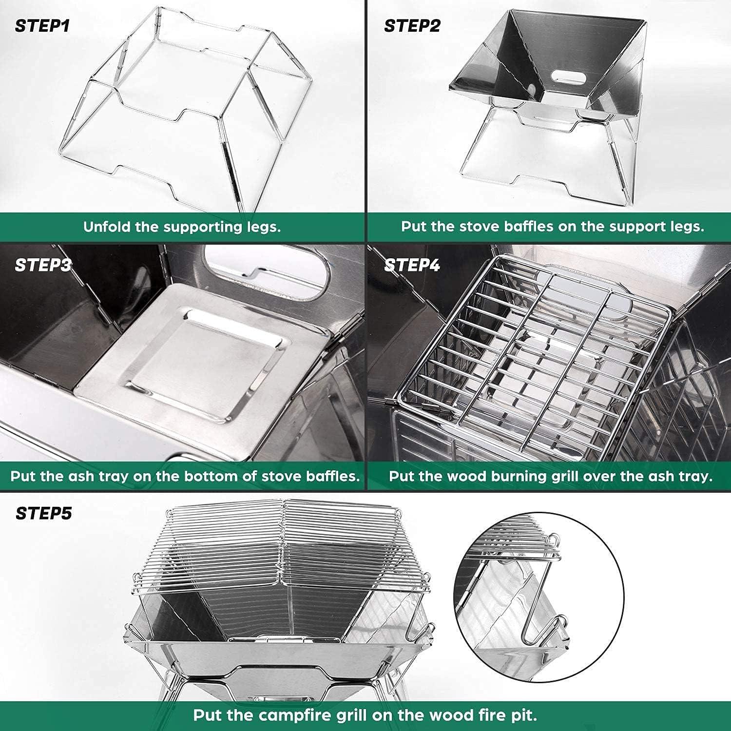 Kit de Cocina para Camping Odoland 16 Piezas con Parrilla Plegable