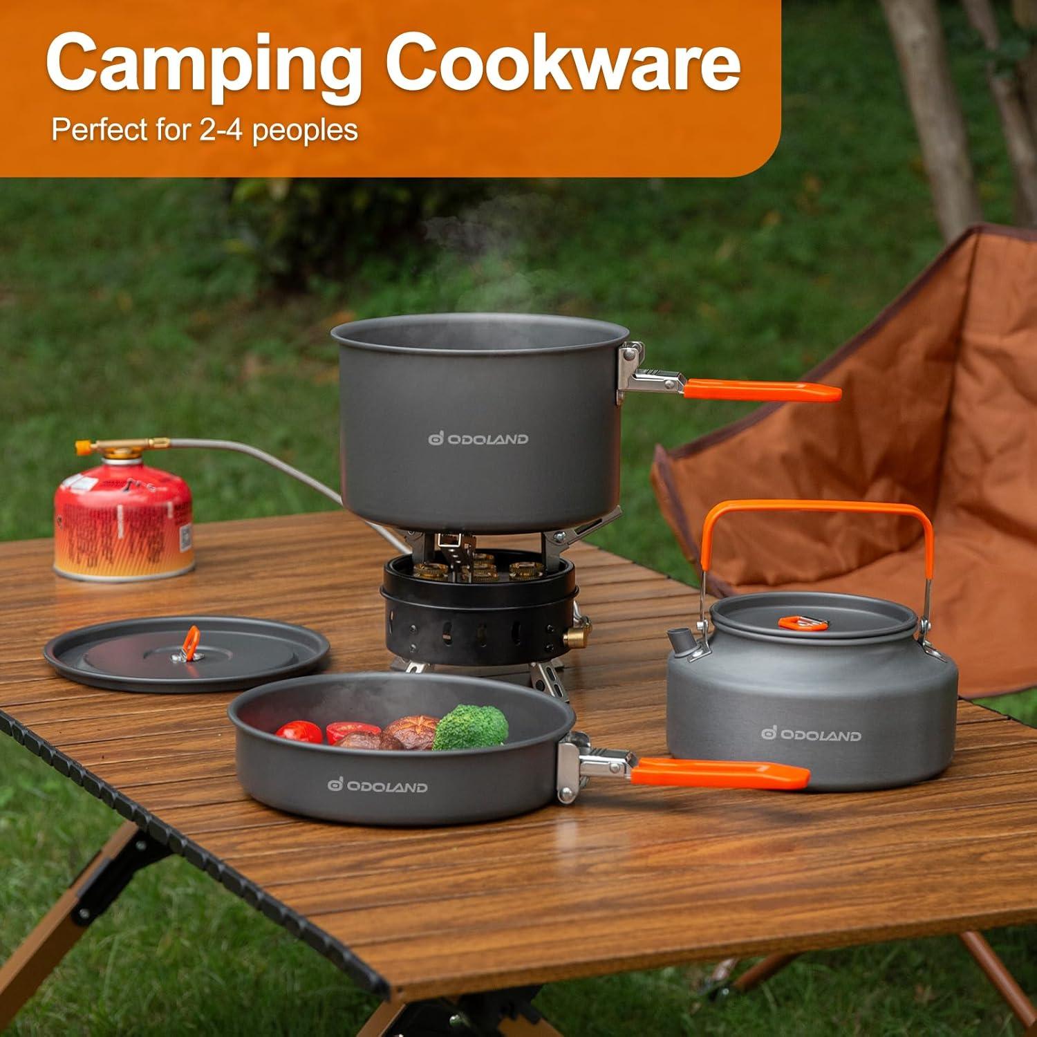 Kit de Cocina para Camping Odoland 1.9L Olla 0.86L Sartén