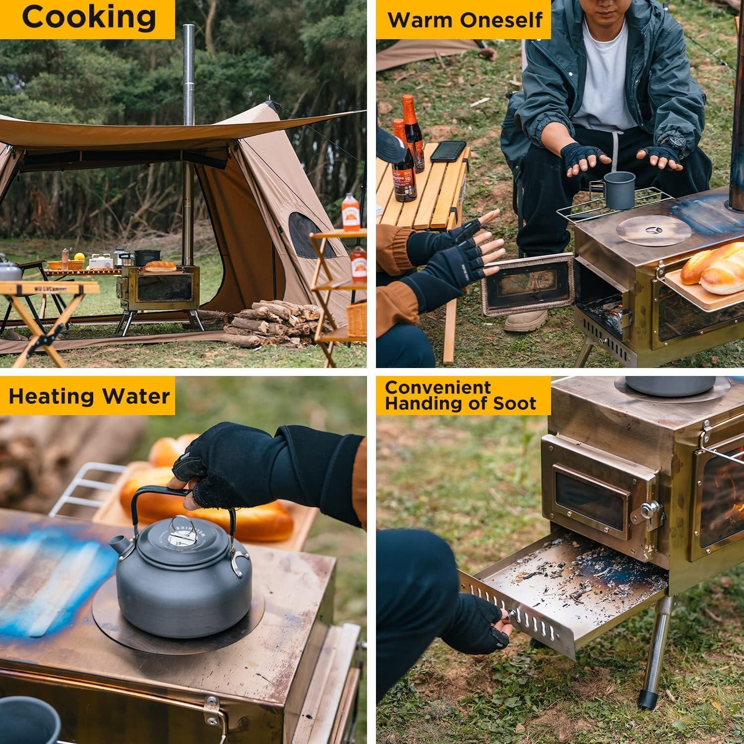 Estufa de Camping Womeyork-4 Portátil de Leña 47x27x27cm