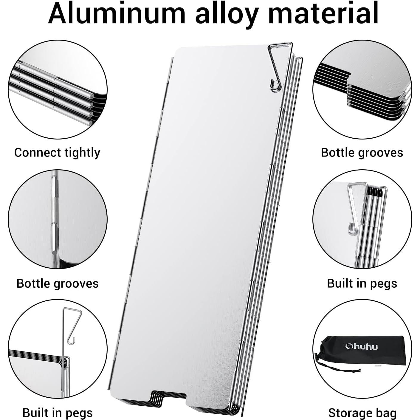 Paravientos para Estufa de Camping Ohuhu 8 Placas Aluminio Plegable