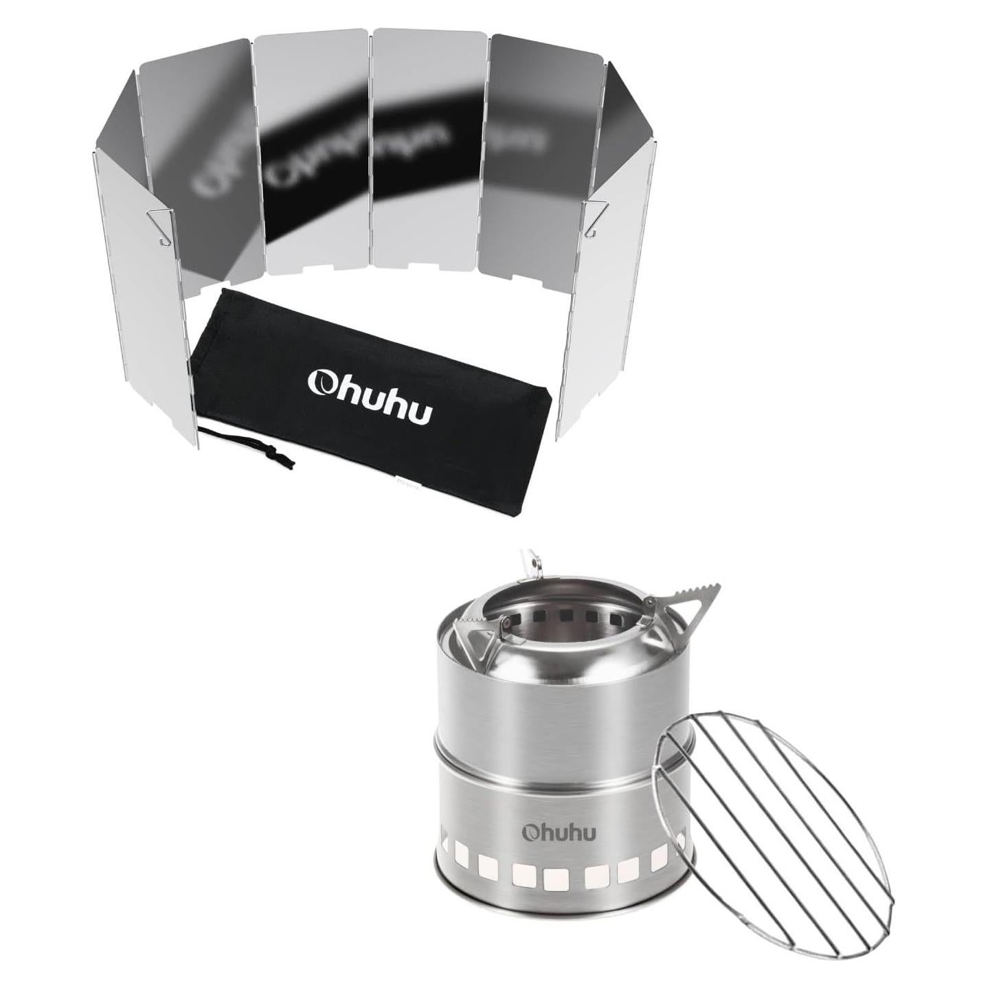 Estufa de Camping de Leña Ohuhu + 10 Placas Paravientos