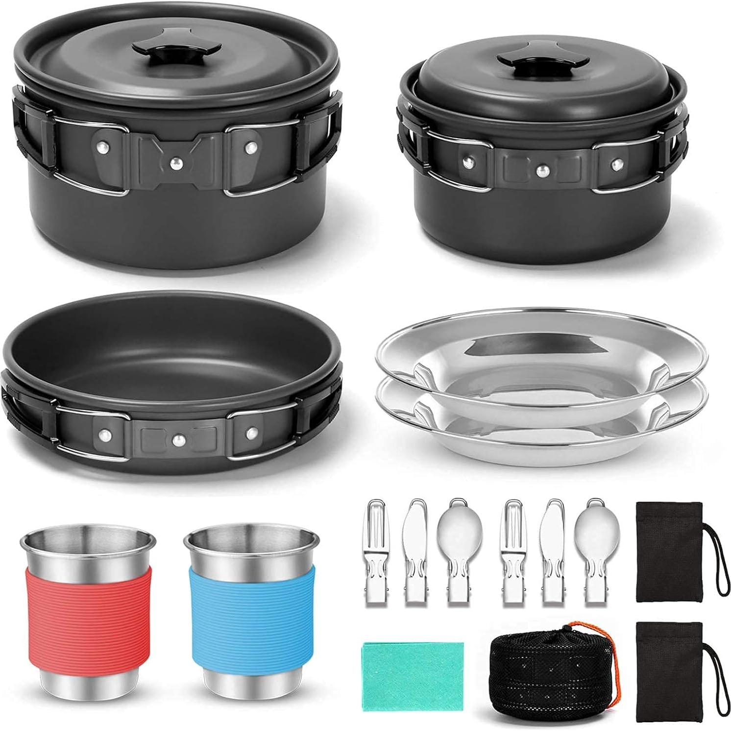 Kit de Cocina para Camping Odoland 15 Piezas + Estufa 3500W