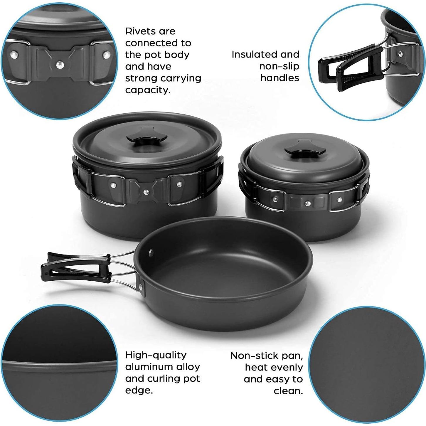 Kit de Cocina para Camping Odoland 15 Piezas + Estufa 3500W