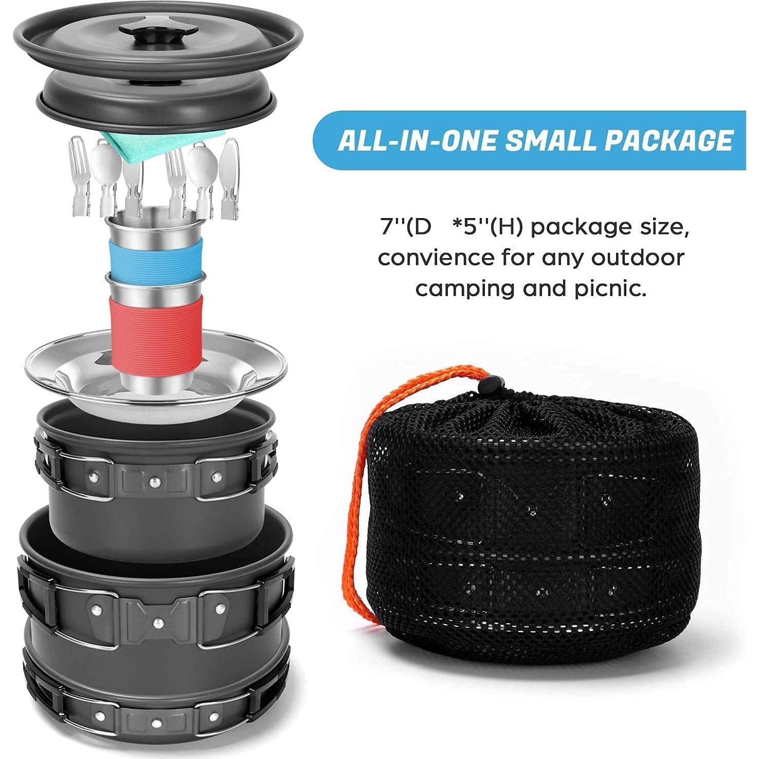 Kit de Cocina para Camping Odoland 15 Piezas + Estufa 3500W