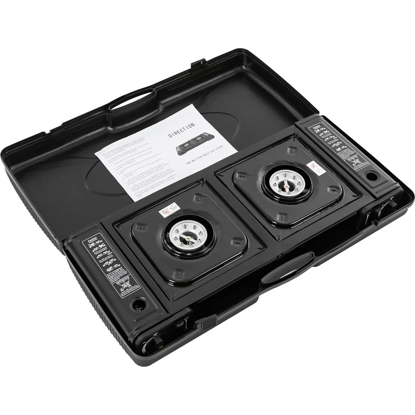 Double Butane Camping Stove,Portable Camping Stove,with Carrying Case, Auto Ignition Camping Burner LPG for RV, Apartments,Camping