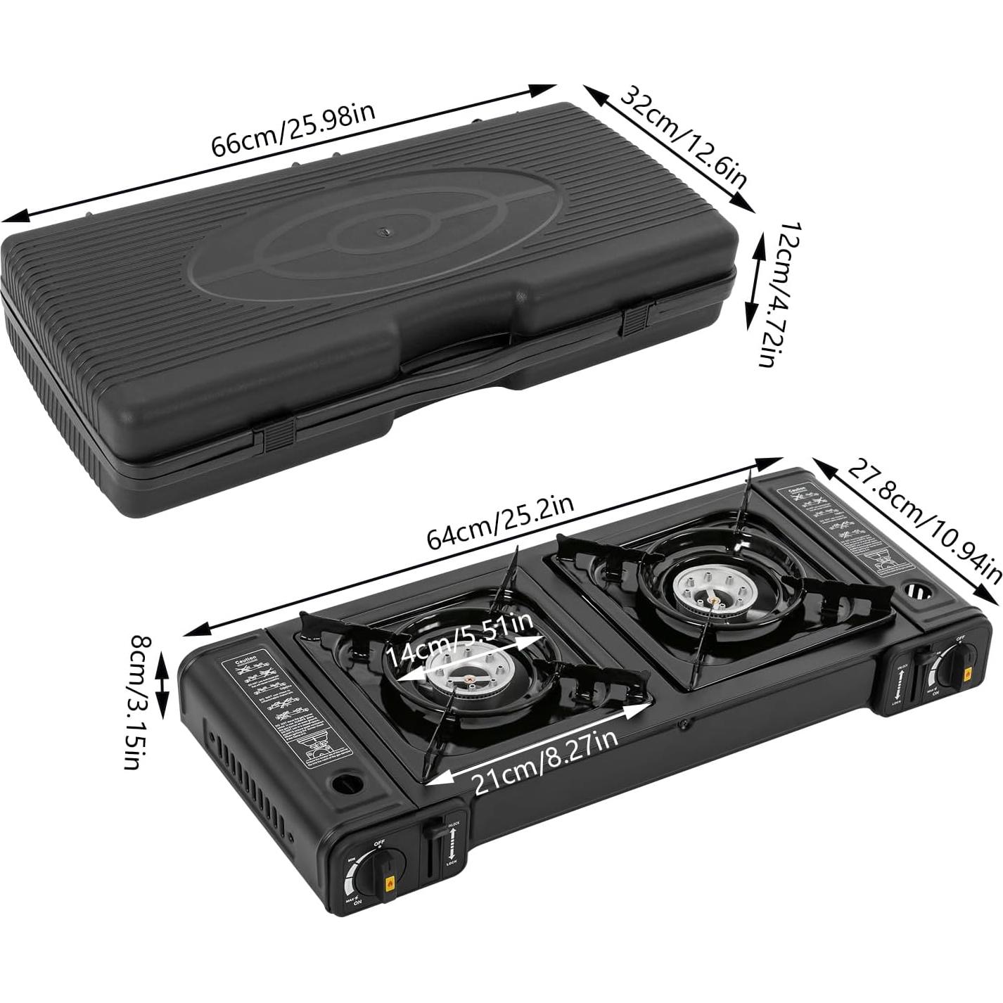 Double Butane Camping Stove,Portable Camping Stove,with Carrying Case, Auto Ignition Camping Burner LPG for RV, Apartments,Camping