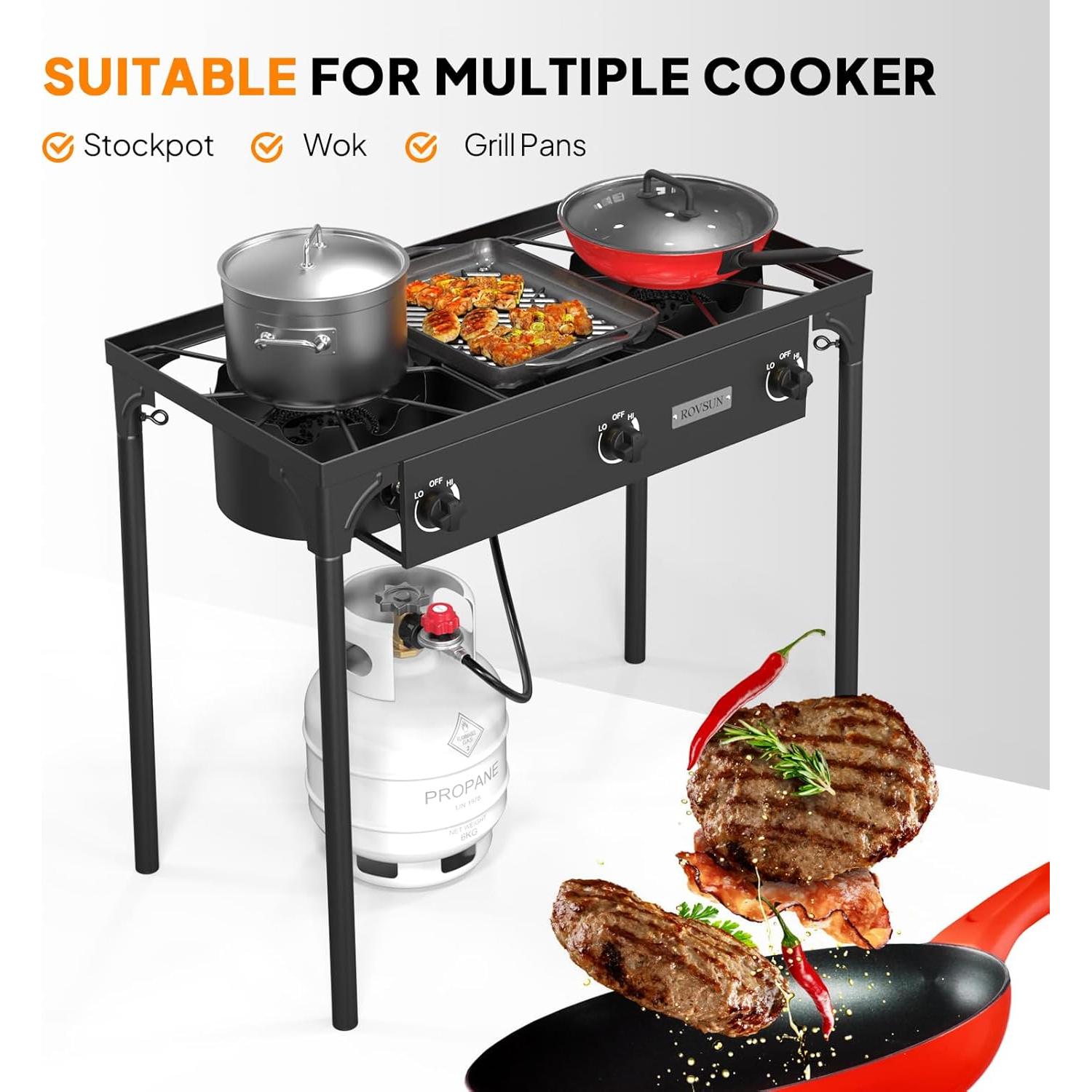 Estufa de Gas Propano ROVSUN 3 Quemadores 225,000 BTU