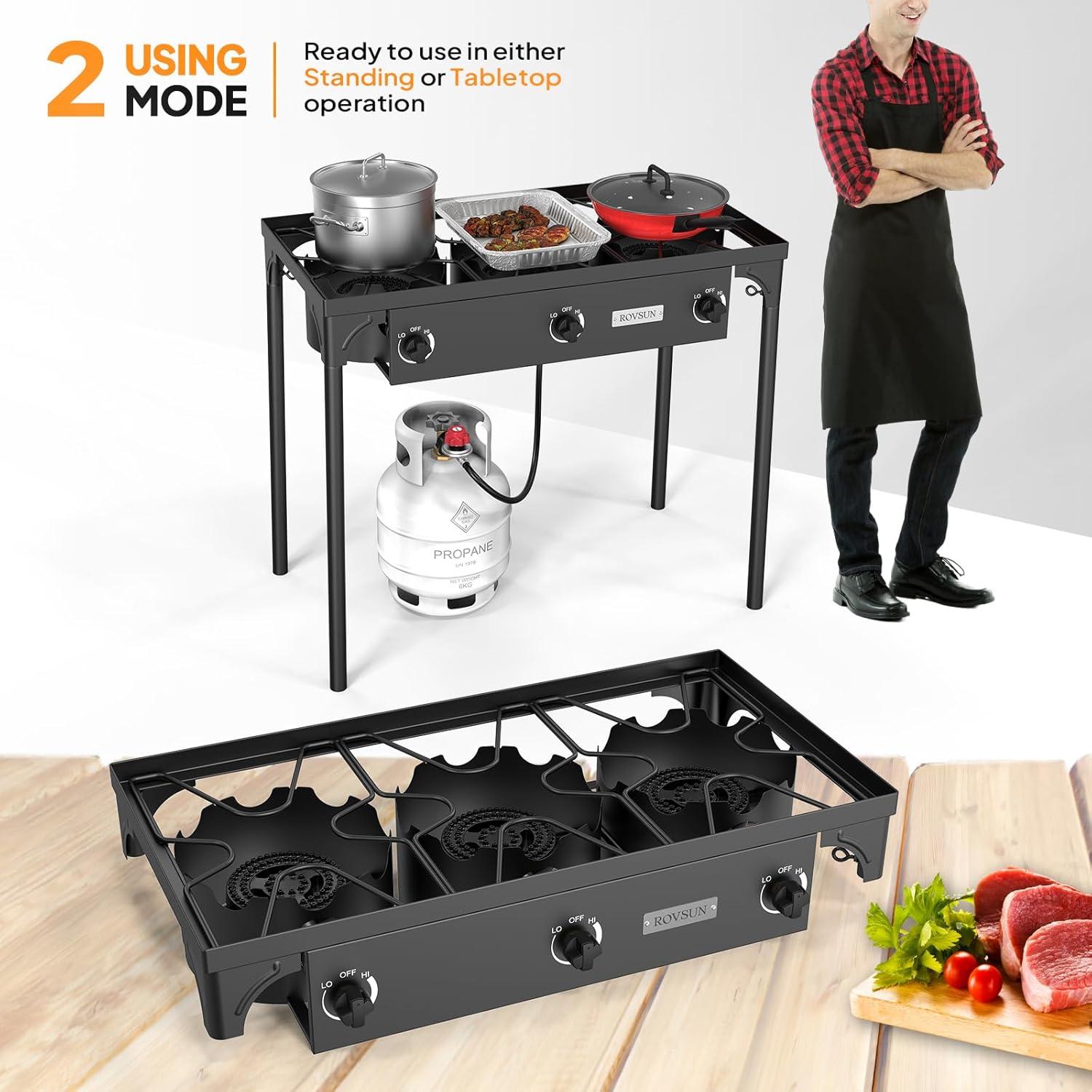 Estufa de Gas Propano ROVSUN 3 Quemadores 225,000 BTU
