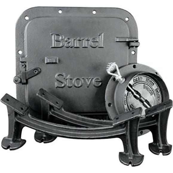Kit Estufa de Barril BSK1000 US Stove, Hierro Fundido, Negro