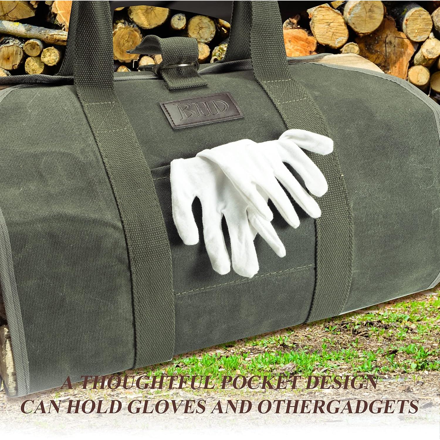 Transportador de Leña BHD Lona Encera 99x46 cm Verde Militar