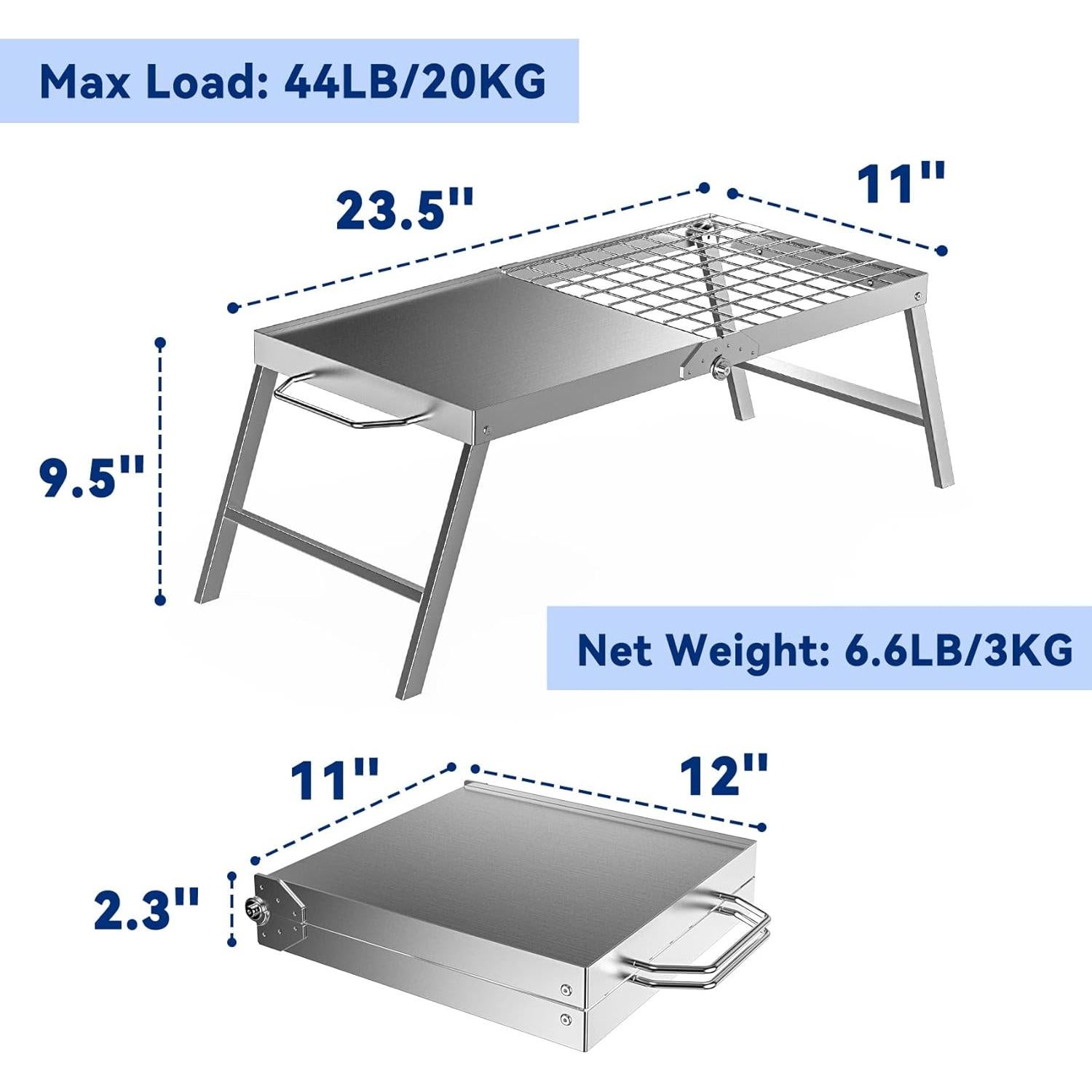 Parrilla de Campamento Plegable Skyflame de Acero Inoxidable 3.48 kg