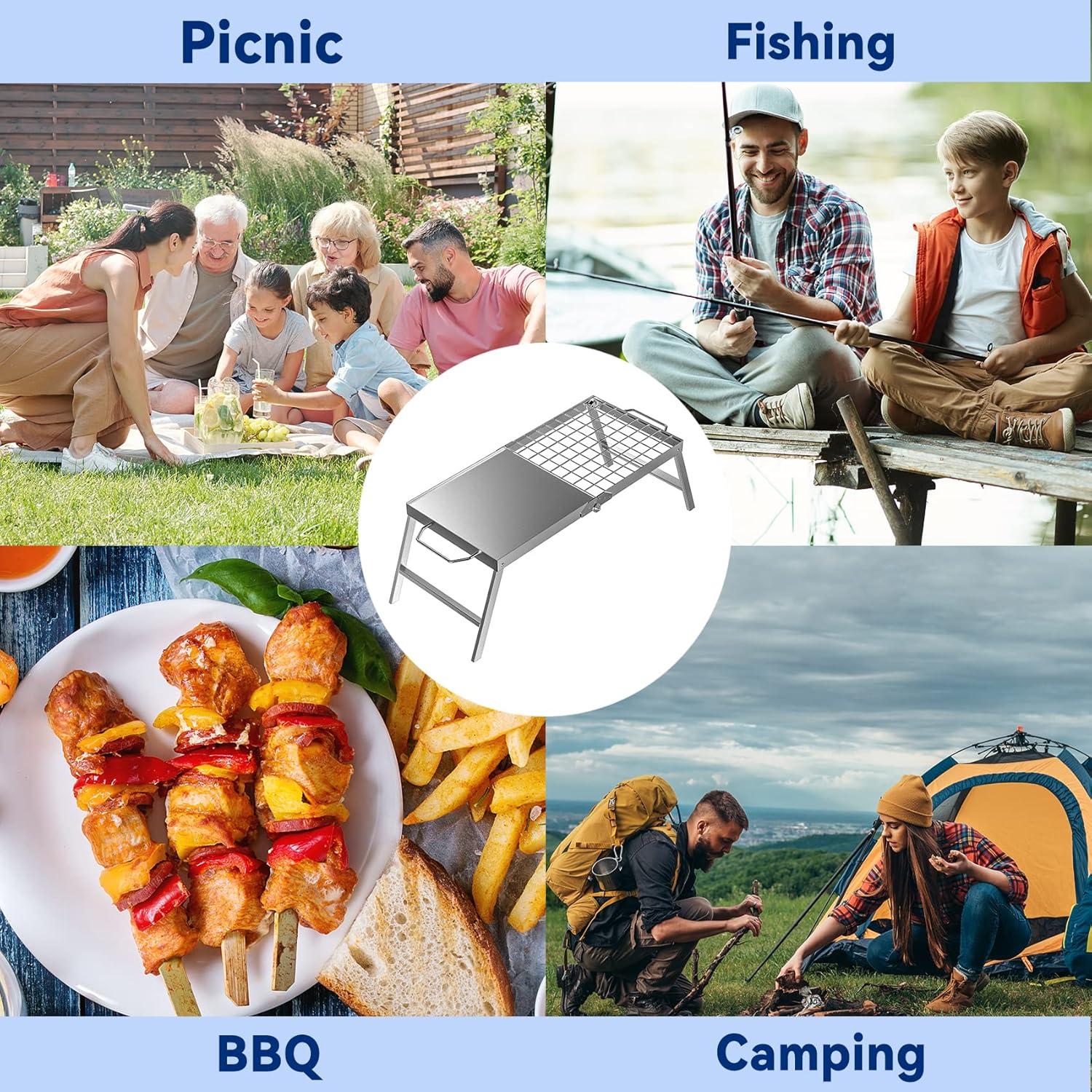 Parrilla de Campamento Plegable Skyflame de Acero Inoxidable 3.48 kg