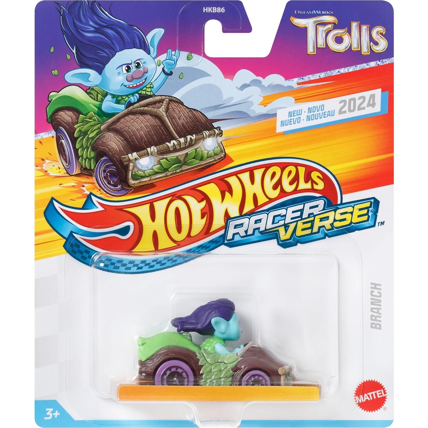 Coche Hot Wheels RacerVerse Trolls Branch 1:64 Metal