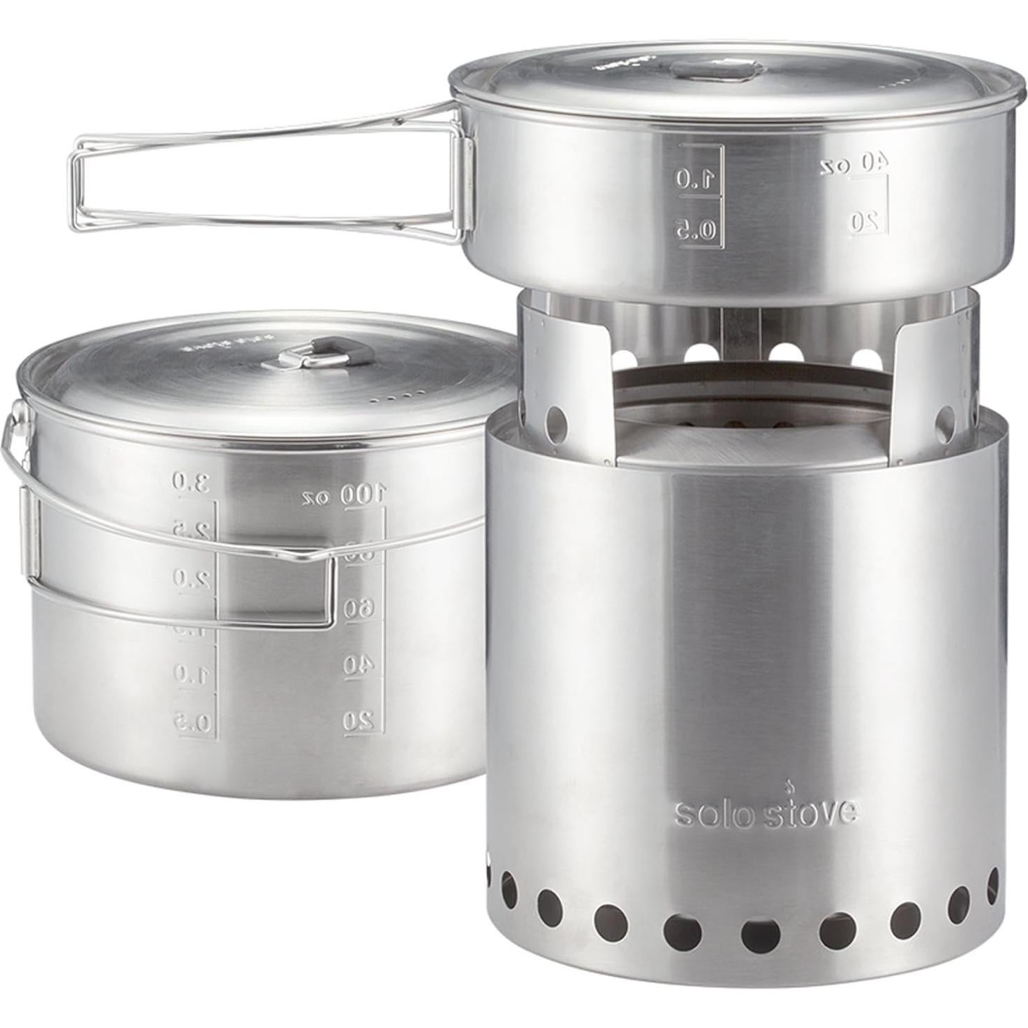 Combo Estufa de Camping Solo Stove Campfire + Set de 2 Ollas