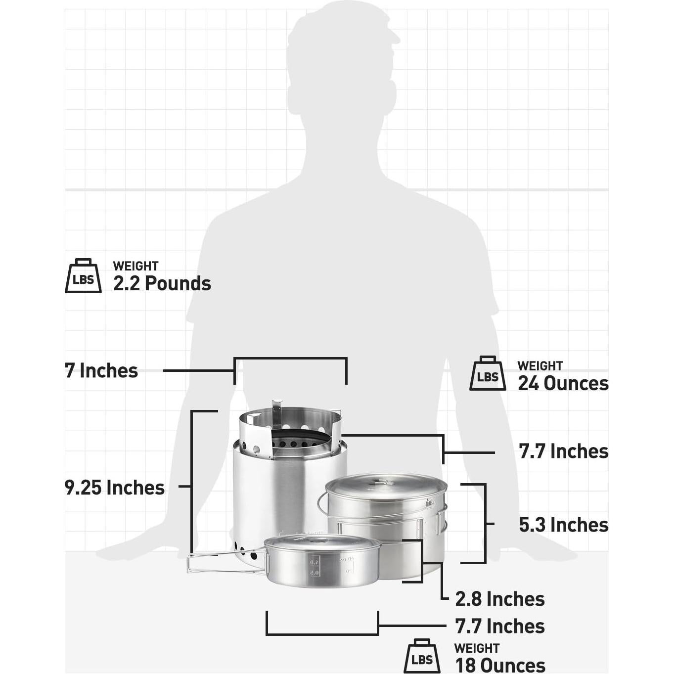 Combo Estufa de Camping Solo Stove Campfire + Set de 2 Ollas